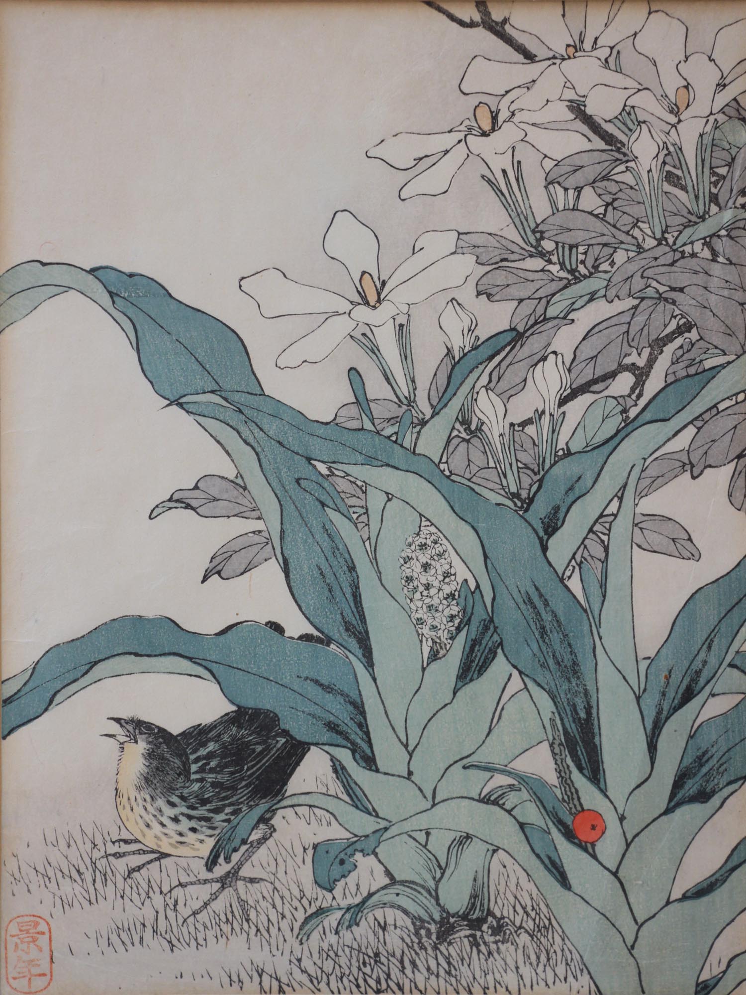 JAPANESE WOODBLOCK PRINT FLOWERS BY IMAO KEINEN PIC-2