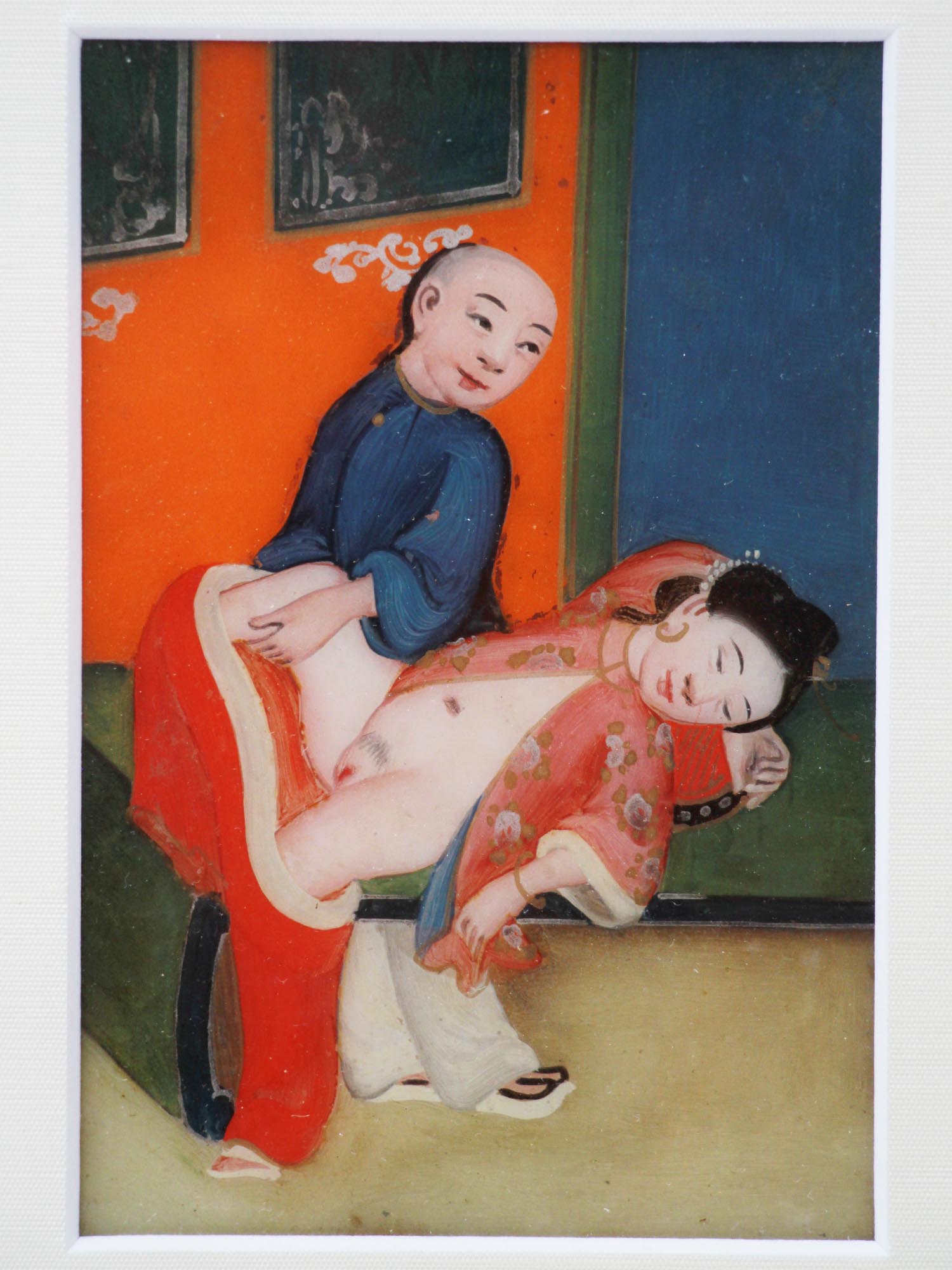 AN ANTIQUE CHINESE EROTIC WATERCOLOR PAINTING PIC-1