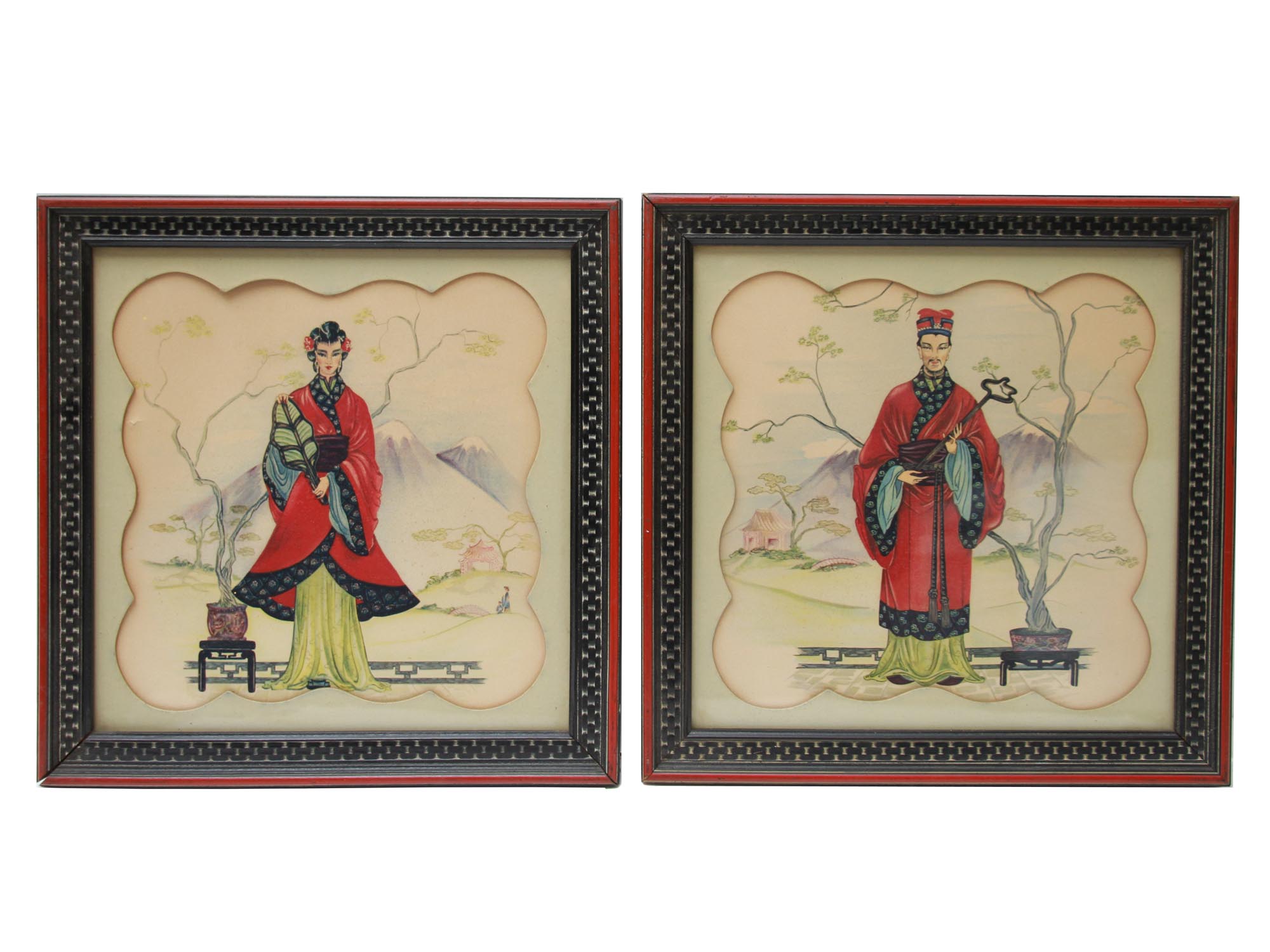 A PAIR OF VINTAGE ASIAN CHINESE PRINTS PIC-0