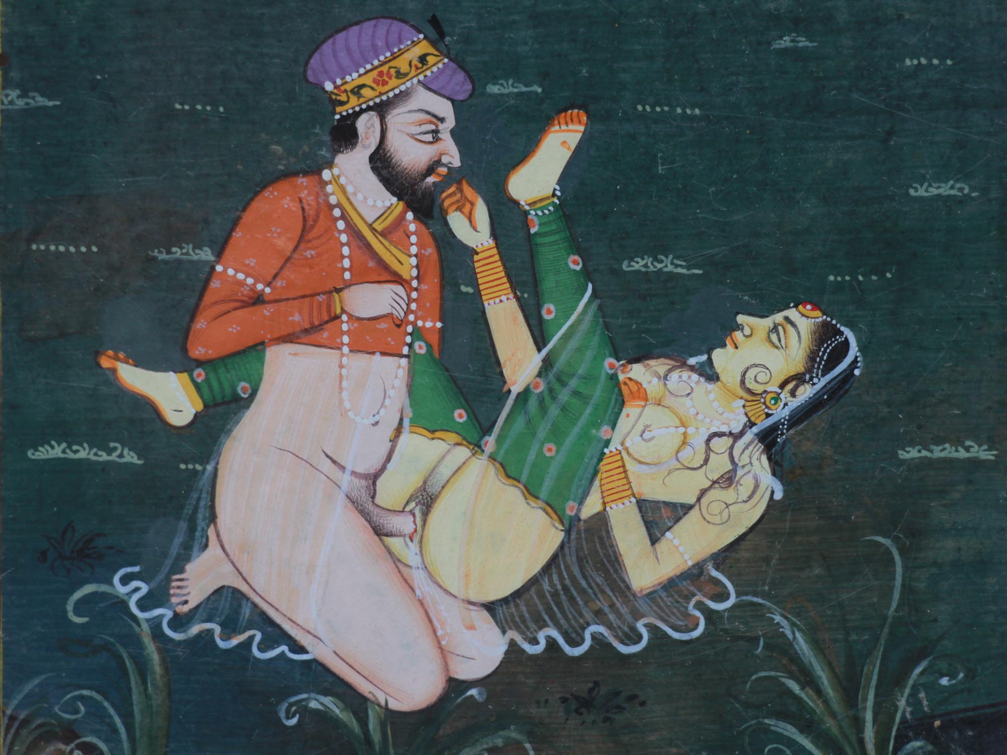 INDO PERSIAN MUGHAL EROTIC PAINTING W MANUSCRIPT PIC-2