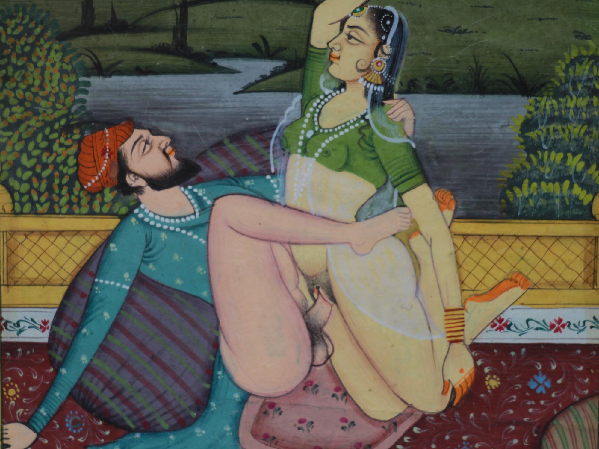 INDO PERSIAN MUGHAL EROTIC PAINTING W MANUSCRIPT PIC-2