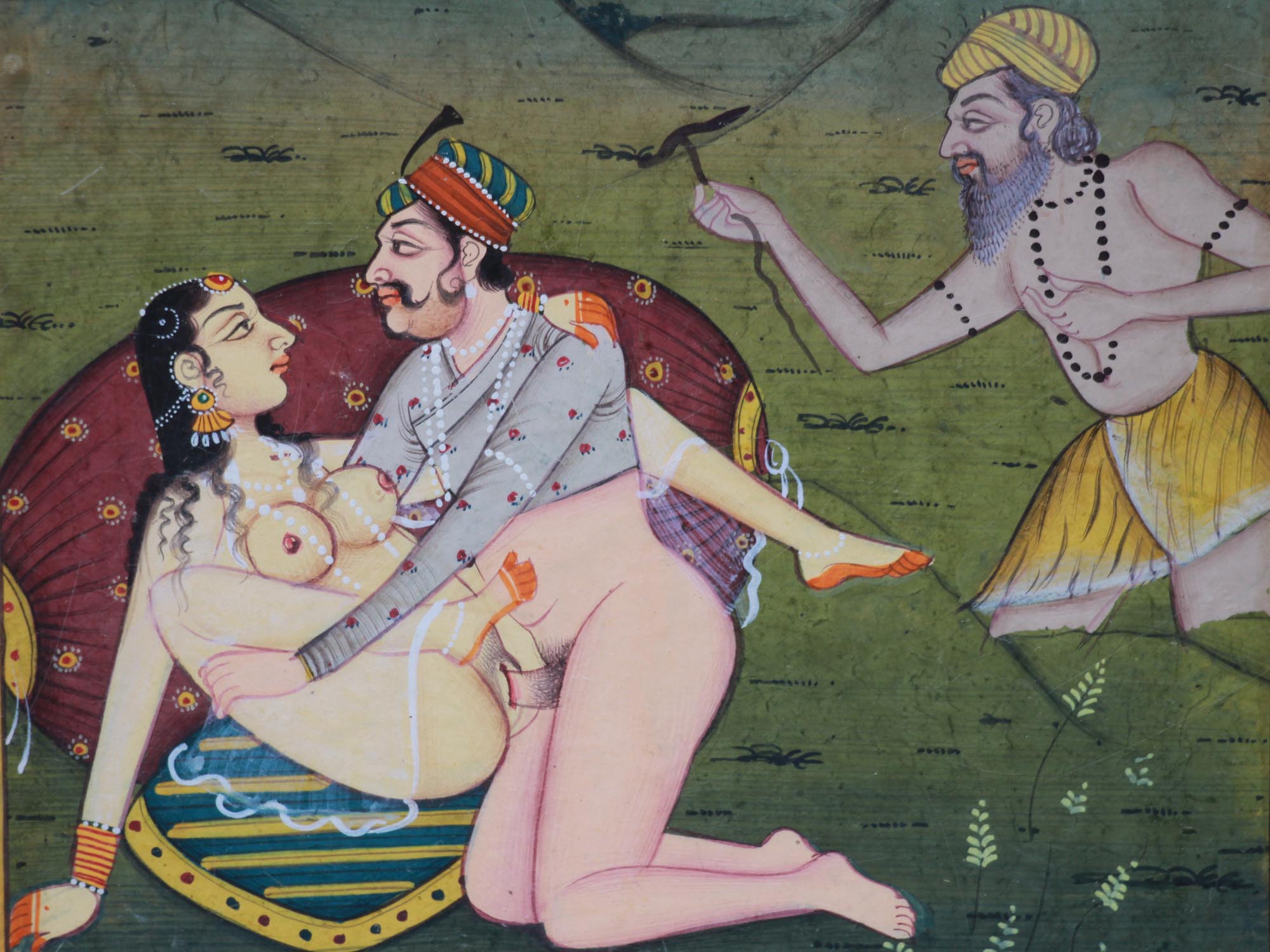 INDO PERSIAN MUGHAL EROTIC PAINTING W MANUSCRIPT PIC-1