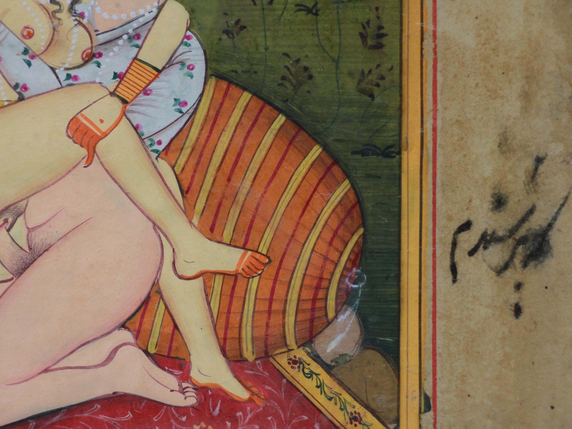 INDO PERSIAN MUGHAL EROTIC PAINTING W MANUSCRIPT PIC-2