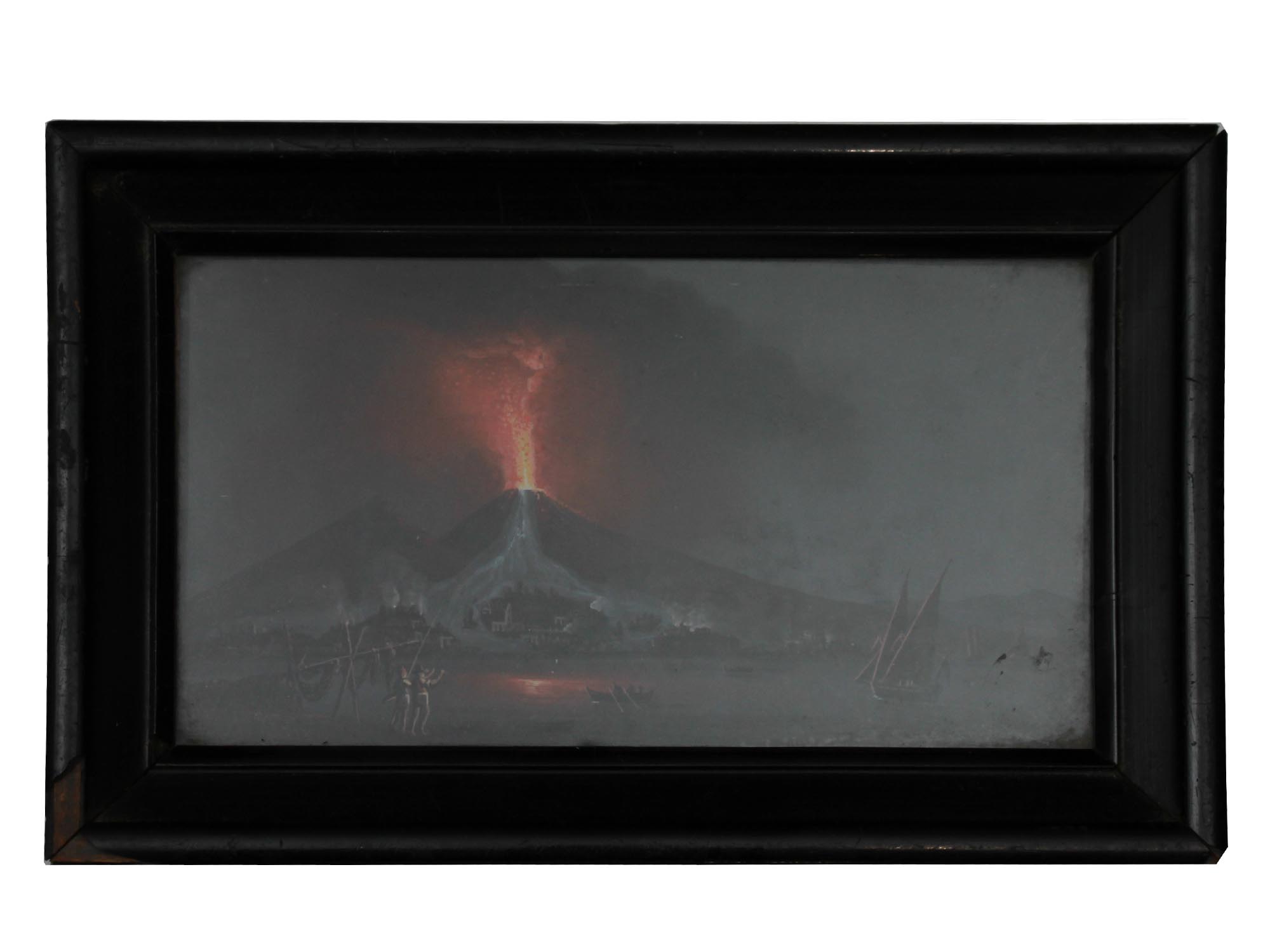 19TH C. NEAPOLITAN SCHOOL PAINTING VESUVIUS