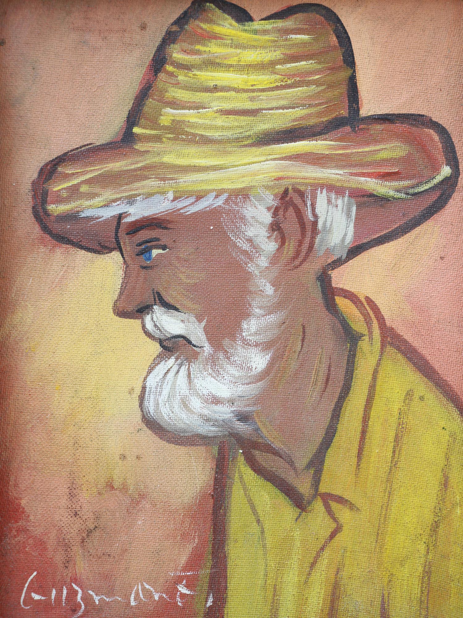 OIL PAINTING PORTRAIT OF OLD MAN SIGNED BY ARTIST PIC-1