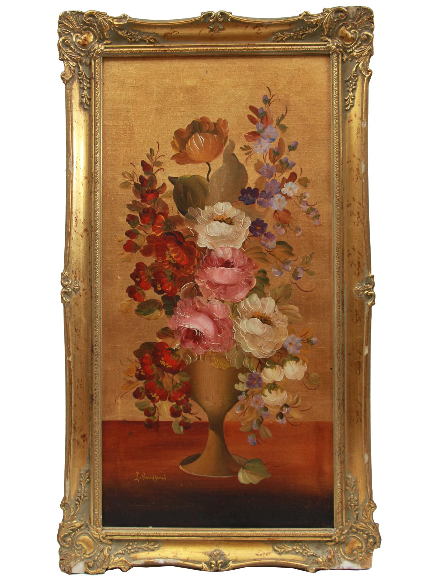 A VINTAGE OIL ON CANVAS STILL LIFE SIGNED RUFFINI PIC-0