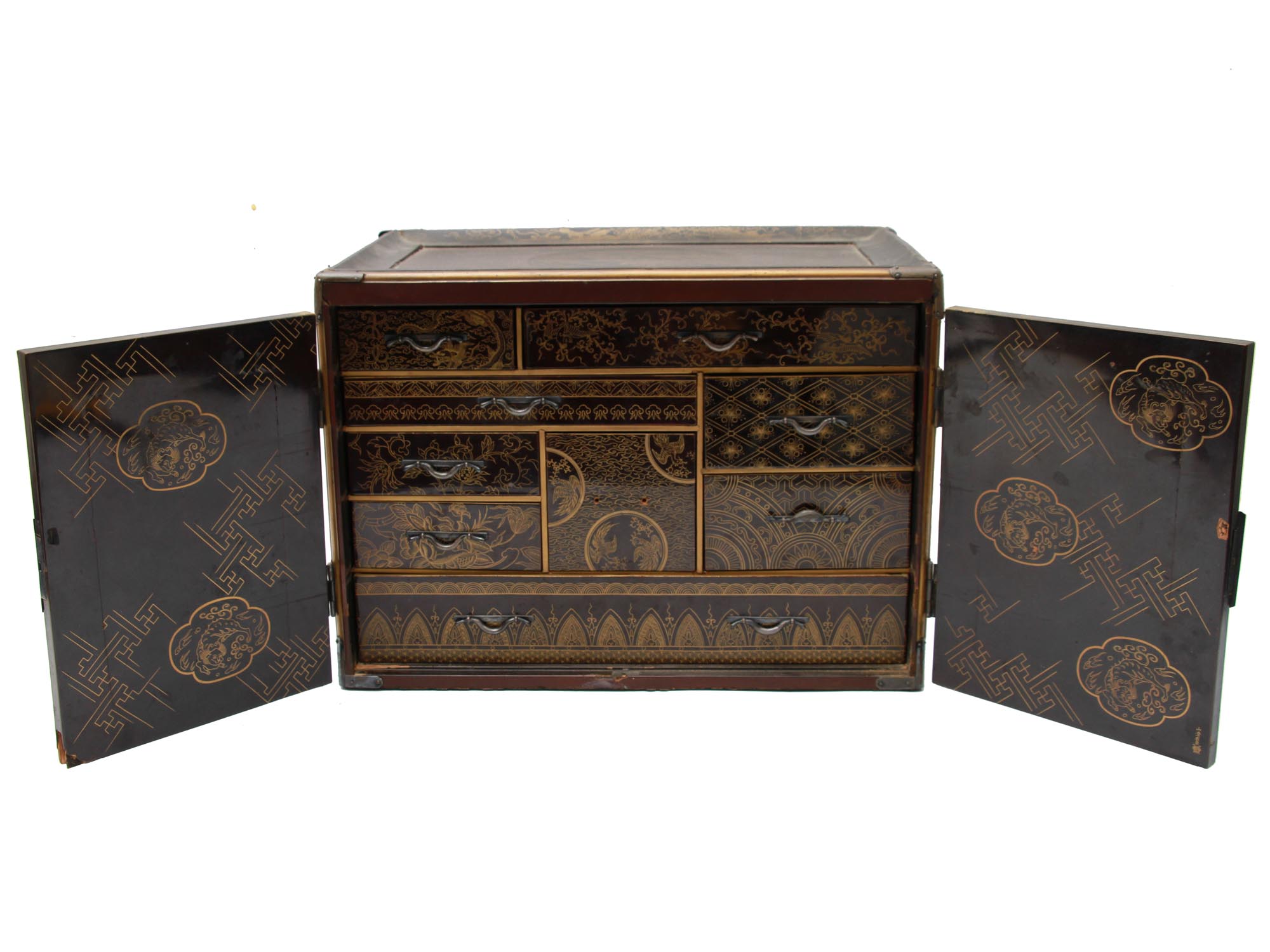 ANTIQUE JAPANESE LACQUER STORAGE CHEST PIC-3