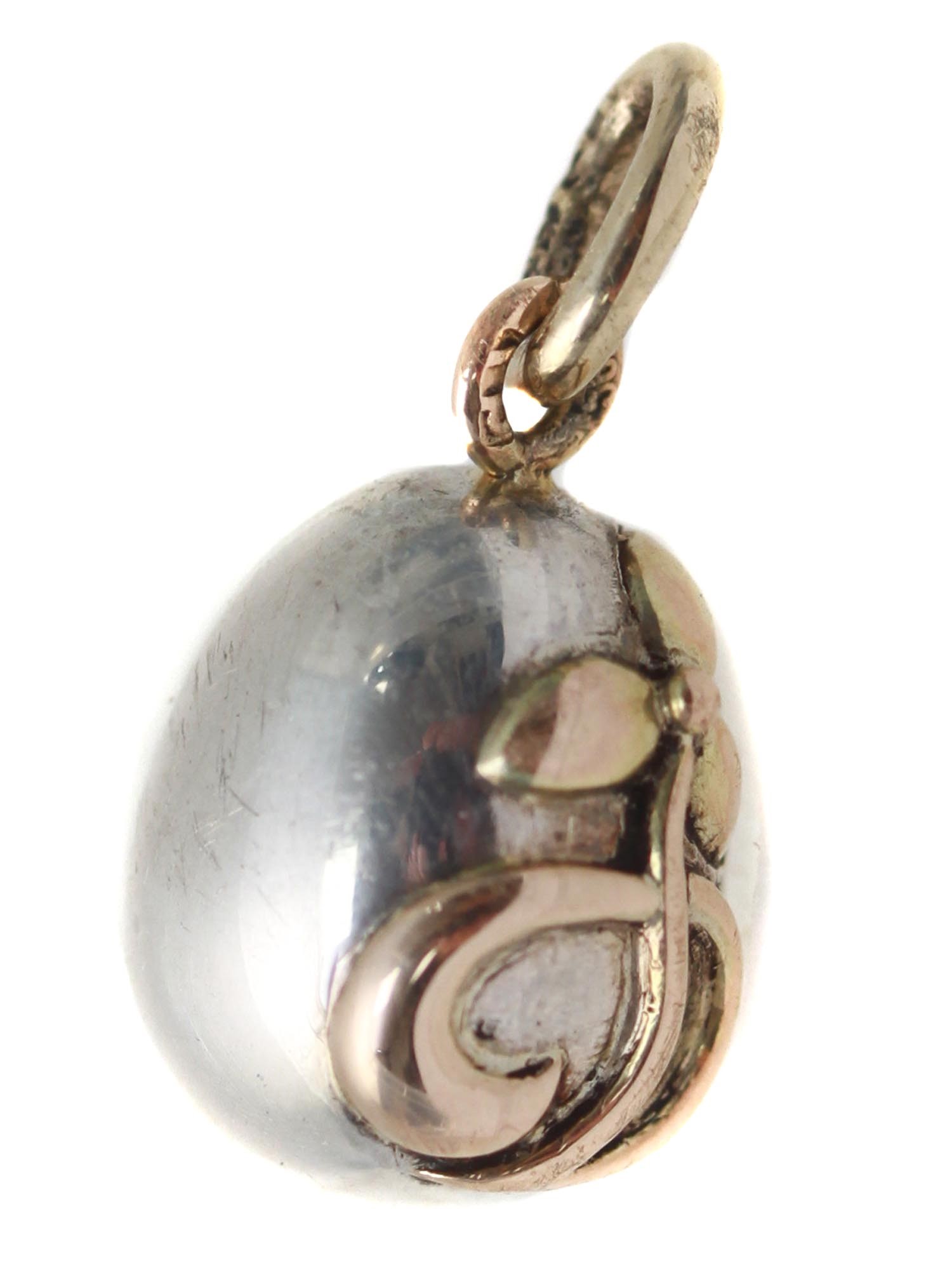 A RUSSIAN EASTER EGG 56K GOLD & SILVER PENDANT PIC-3