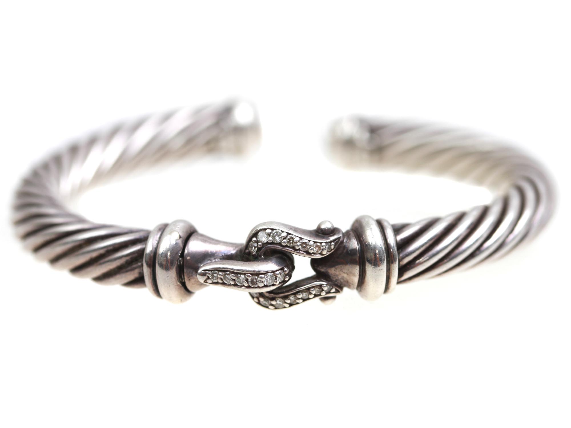 A DAVID YURMAN SILVER & DIAMONDS BRACELET PIC-0