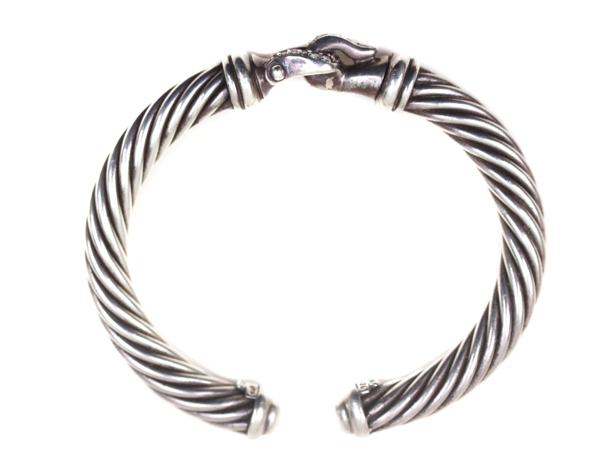 A DAVID YURMAN SILVER & DIAMONDS BRACELET PIC-2