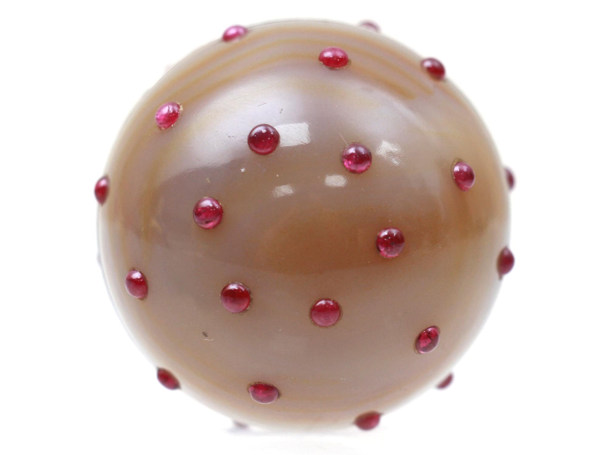 A RUSSIAN EASTER EGG HONEY AGATE RUBY SILVER PIC-4