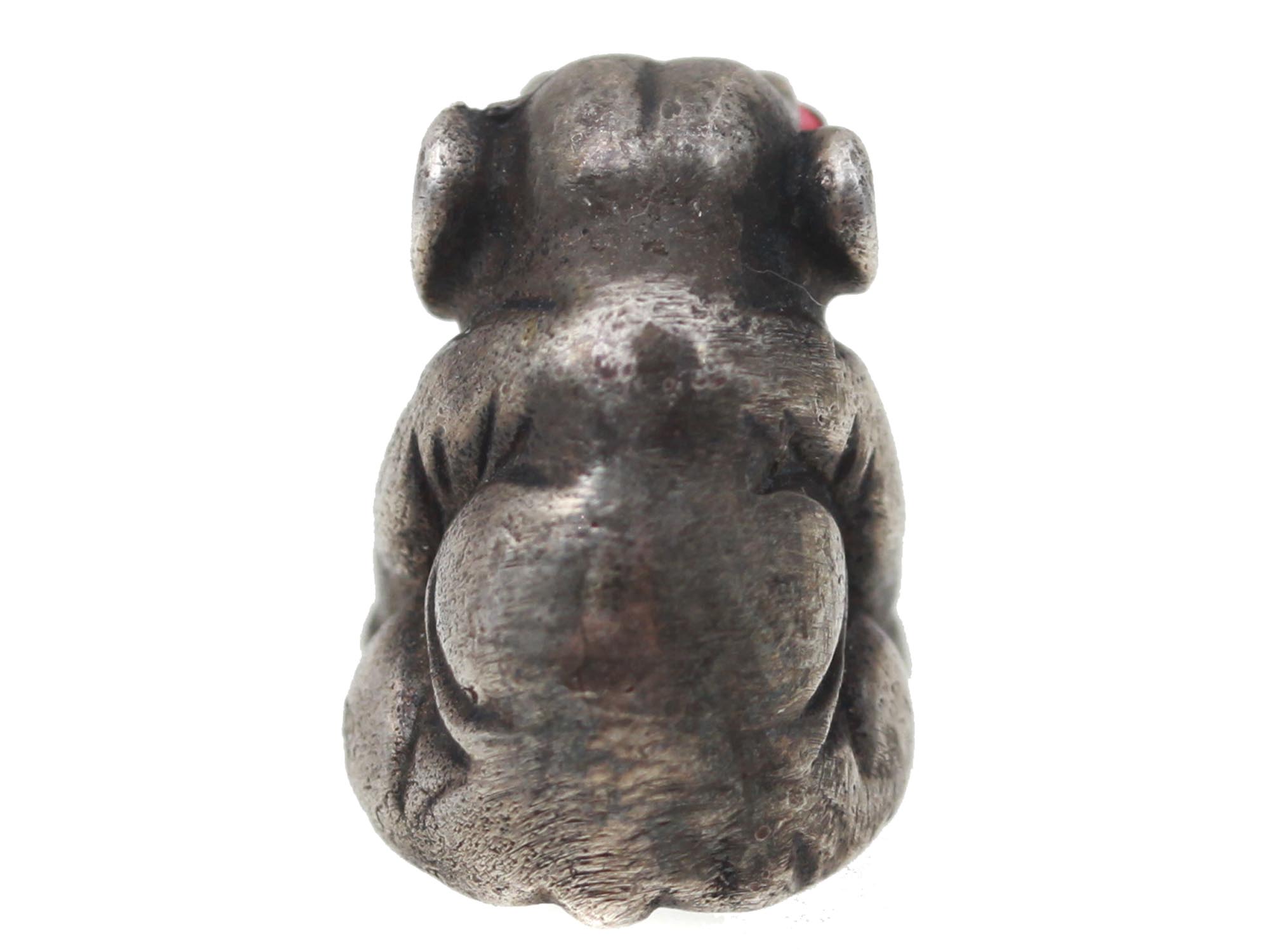 A RUSSIAN SILVER ELEPHANT FIGURINE WITH RUBY EYES PIC-1