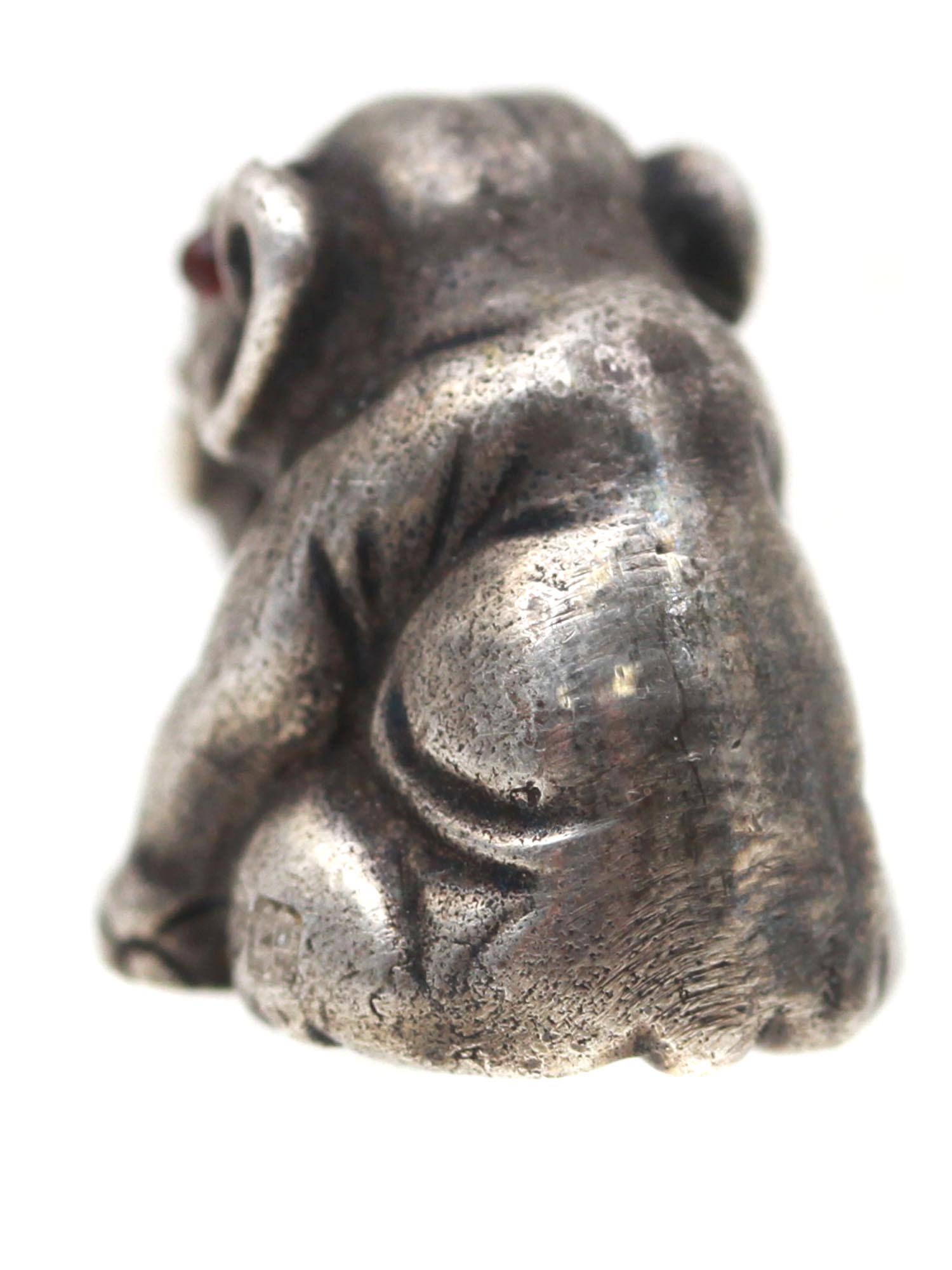 A RUSSIAN SILVER ELEPHANT FIGURINE WITH RUBY EYES PIC-4