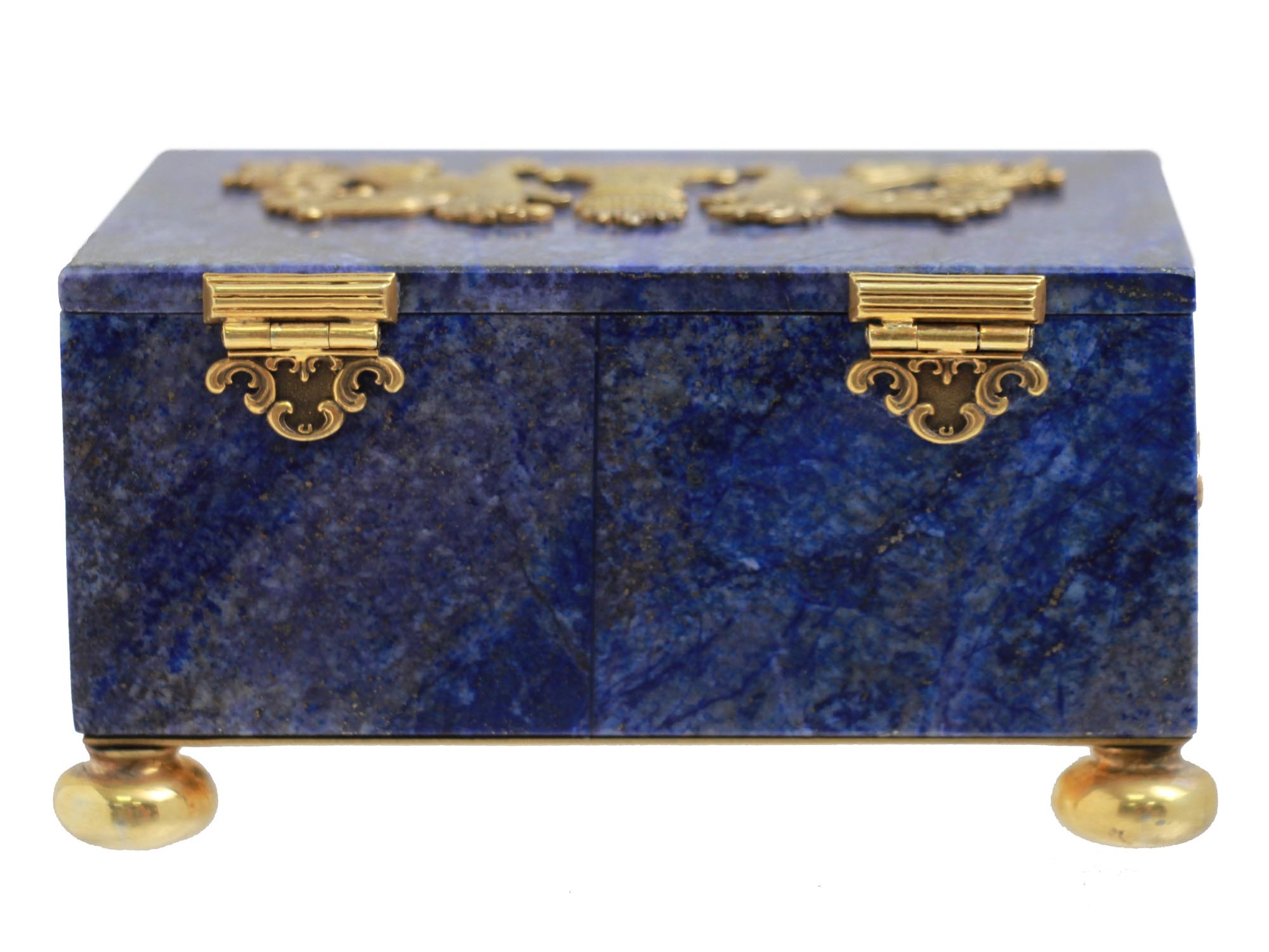 A RUSSIAN JEWELRY BOX LAPIS LAZULI GILT SILVER PIC-1