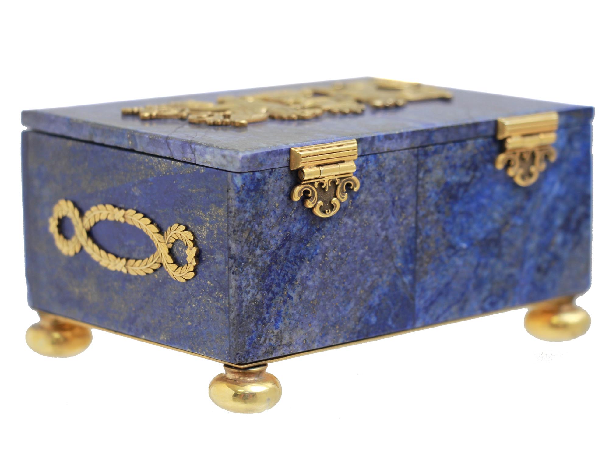 A RUSSIAN JEWELRY BOX LAPIS LAZULI GILT SILVER PIC-3