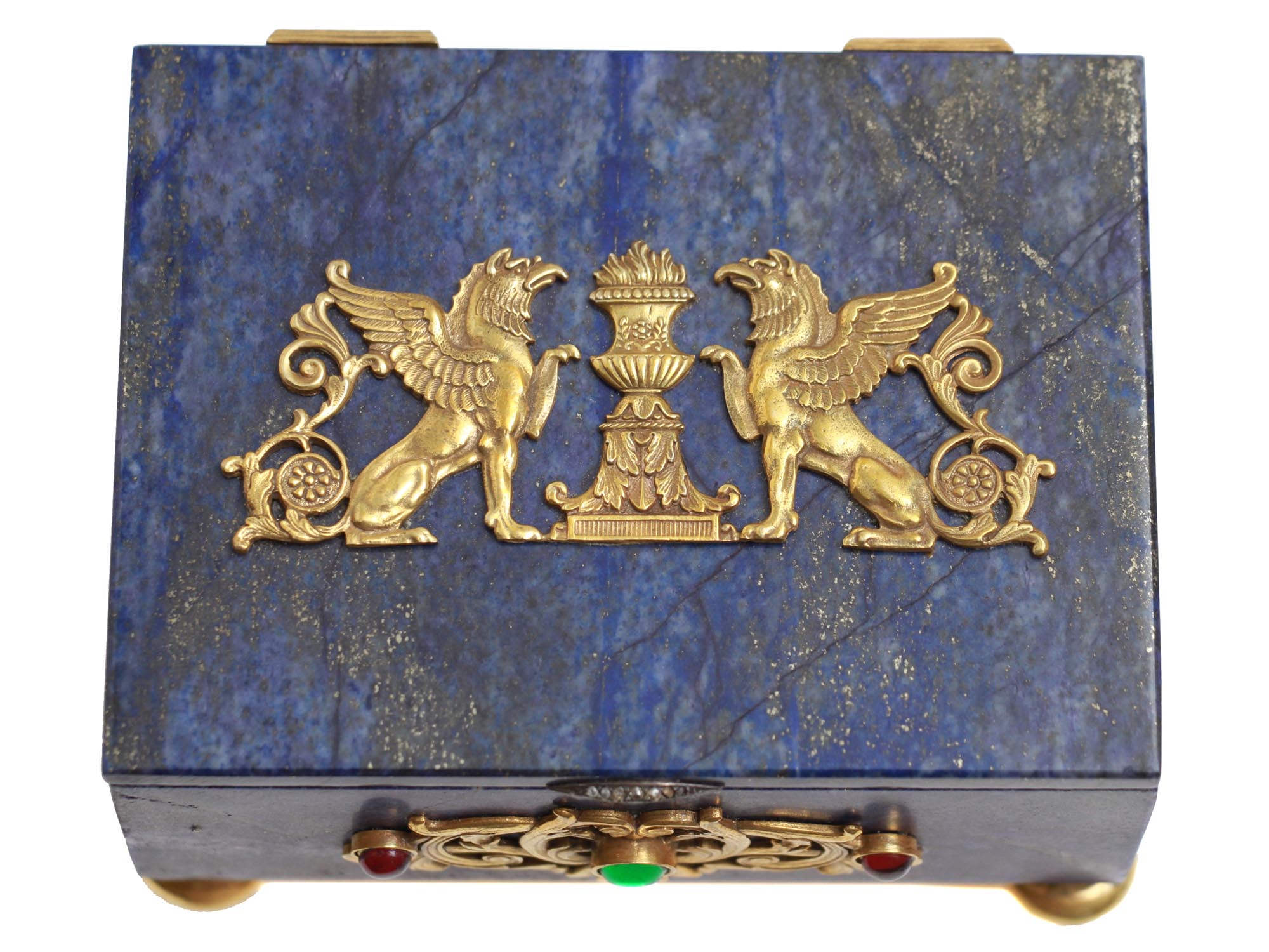 A RUSSIAN JEWELRY BOX LAPIS LAZULI GILT SILVER PIC-6