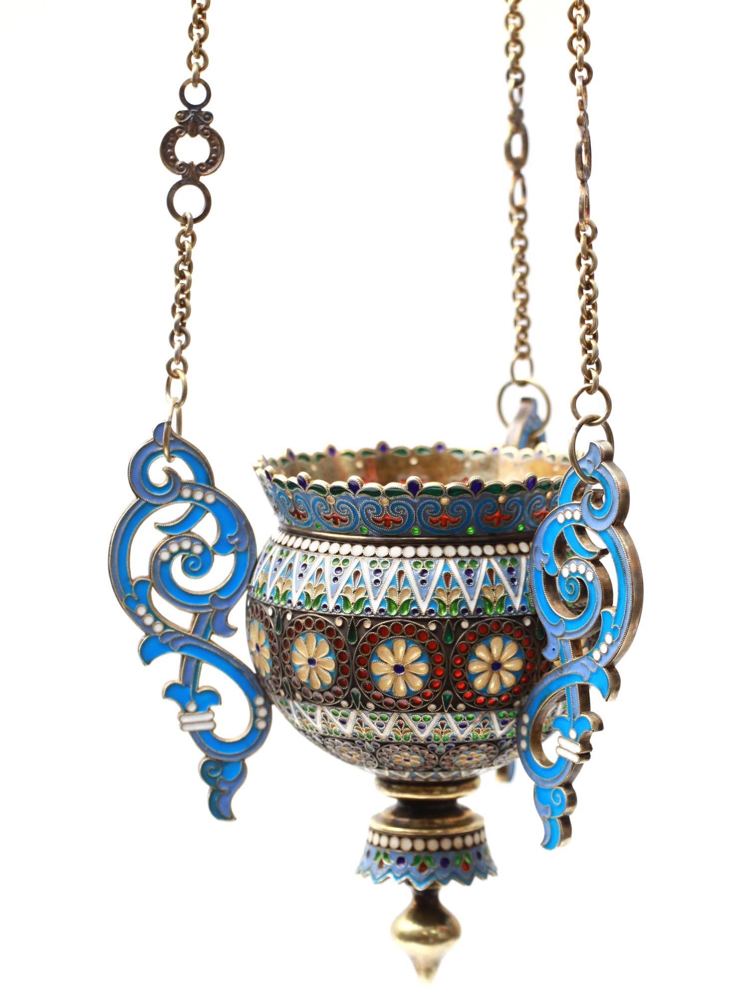 A RUSSIAN LAMPADA SILVER ENAMEL PLIQUE A JOUR PIC-2