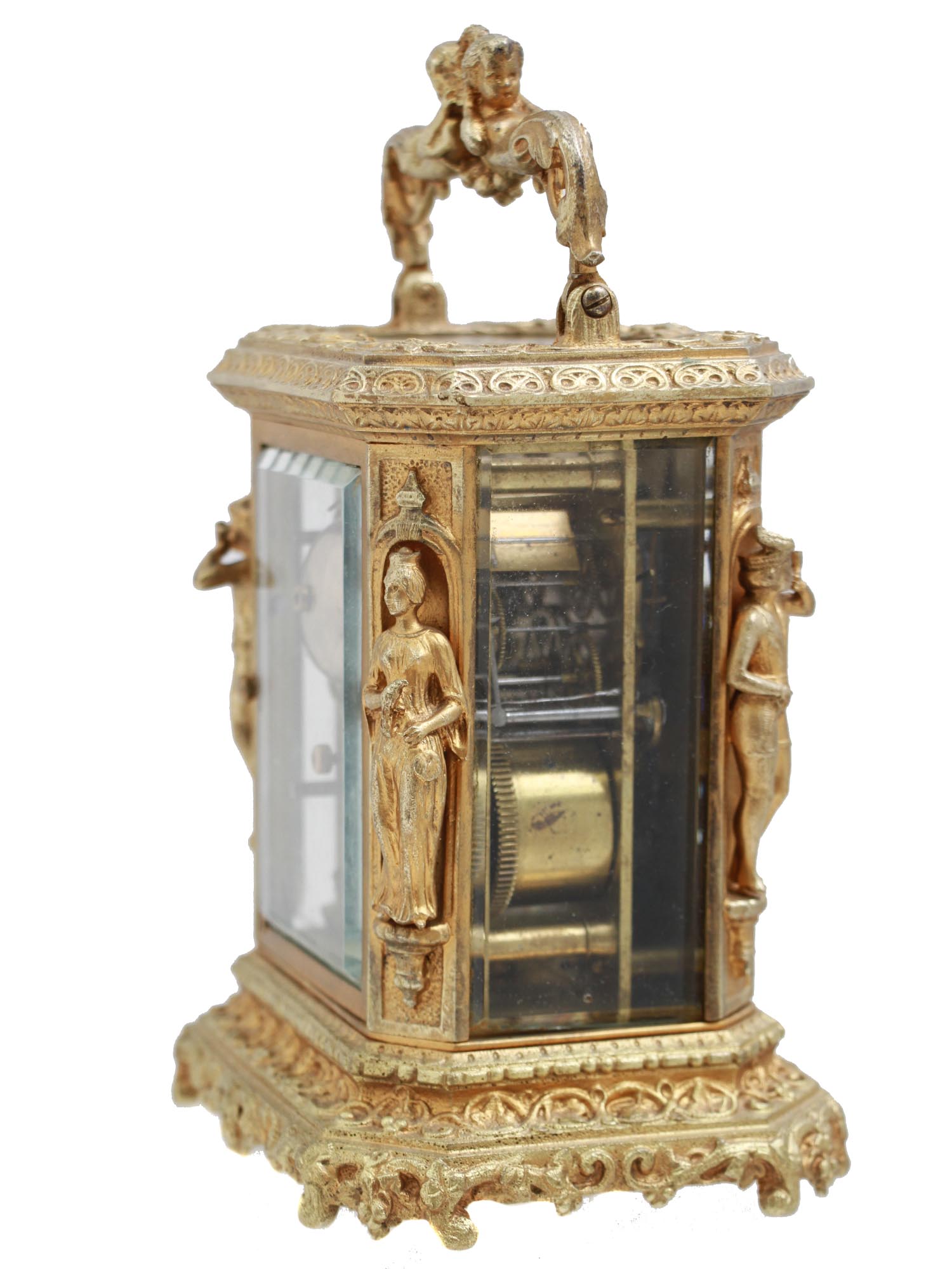 A FRENCH GILT BRASS FIGURAL CARRIAGE CLOCK PIC-2