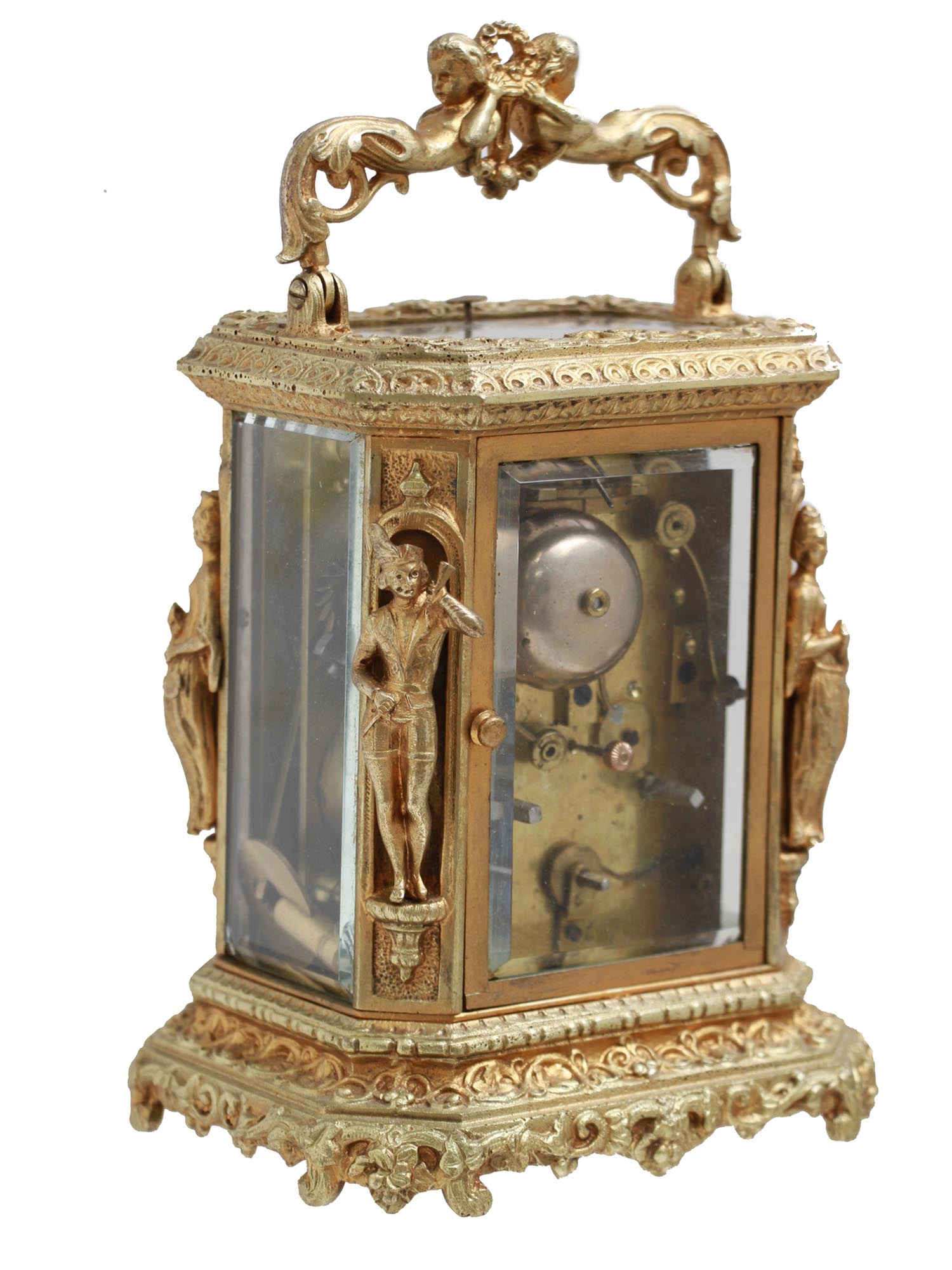 A FRENCH GILT BRASS FIGURAL CARRIAGE CLOCK PIC-3