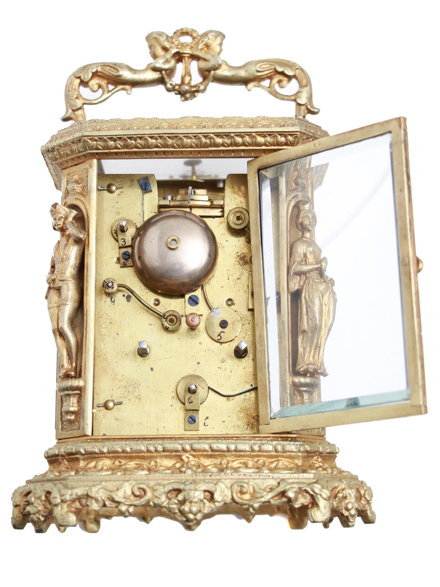 A FRENCH GILT BRASS FIGURAL CARRIAGE CLOCK PIC-4