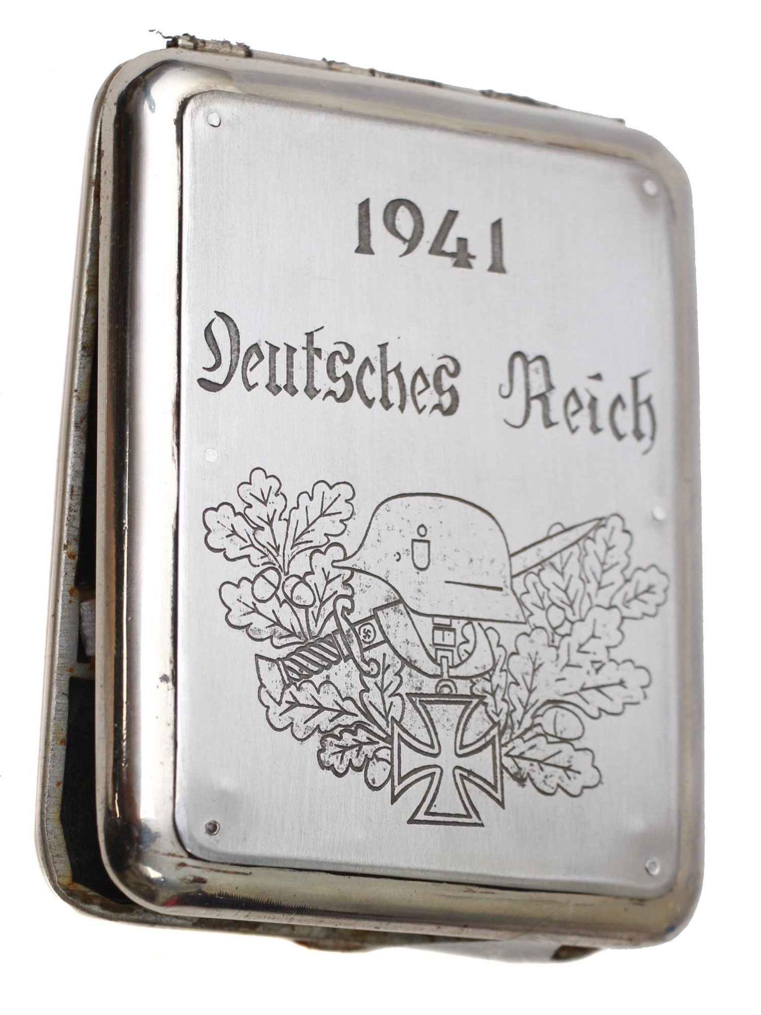 A WWII GERMAN ARMY HEER IRON CROSS CIGARETTE CASE PIC-0
