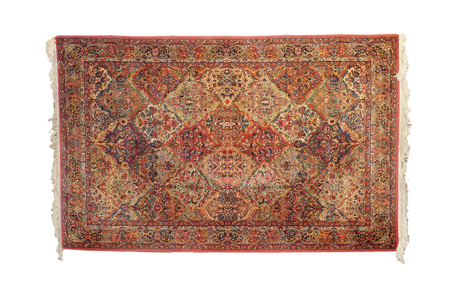 A KARASTAN MULTI PANEL KIRMAN HAND-WOVEN RUG PIC-0