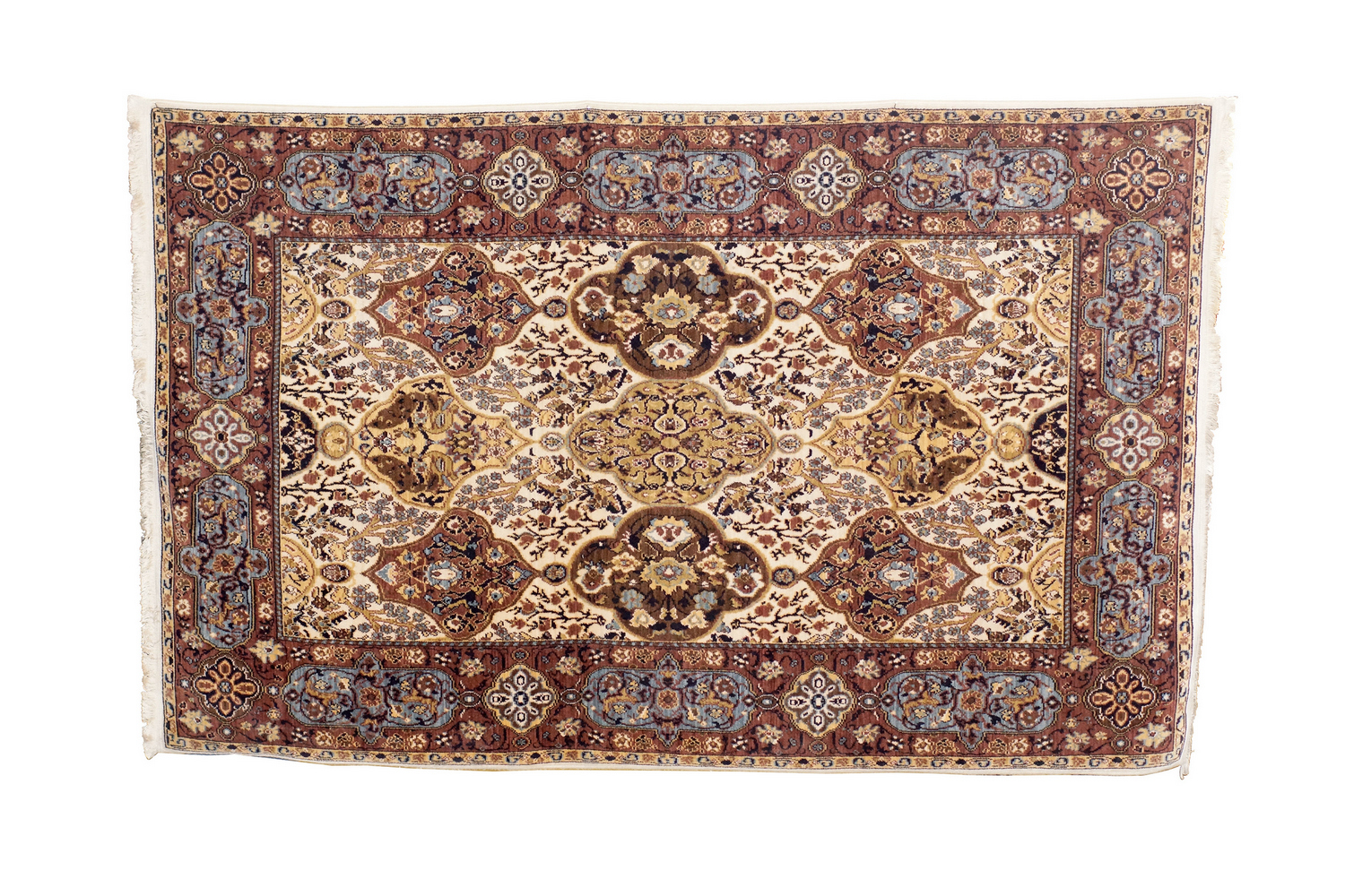 A KARASTAN MULTI PANEL KIRMAN HAND-WOVEN RUG PIC-0