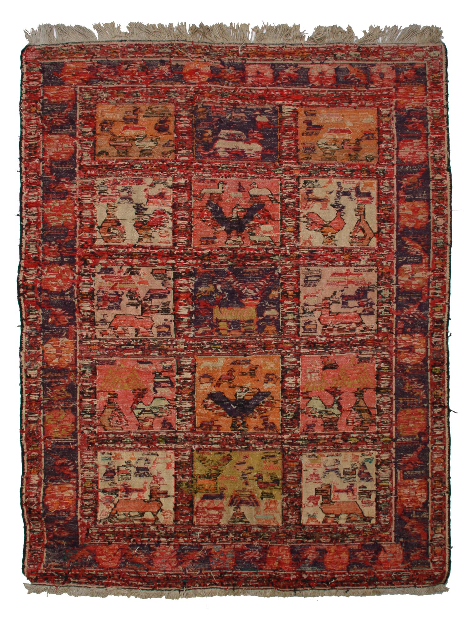 A VINTAGE PERSIAN HAND-KNOTTED SOUMAK RUG PIC-1