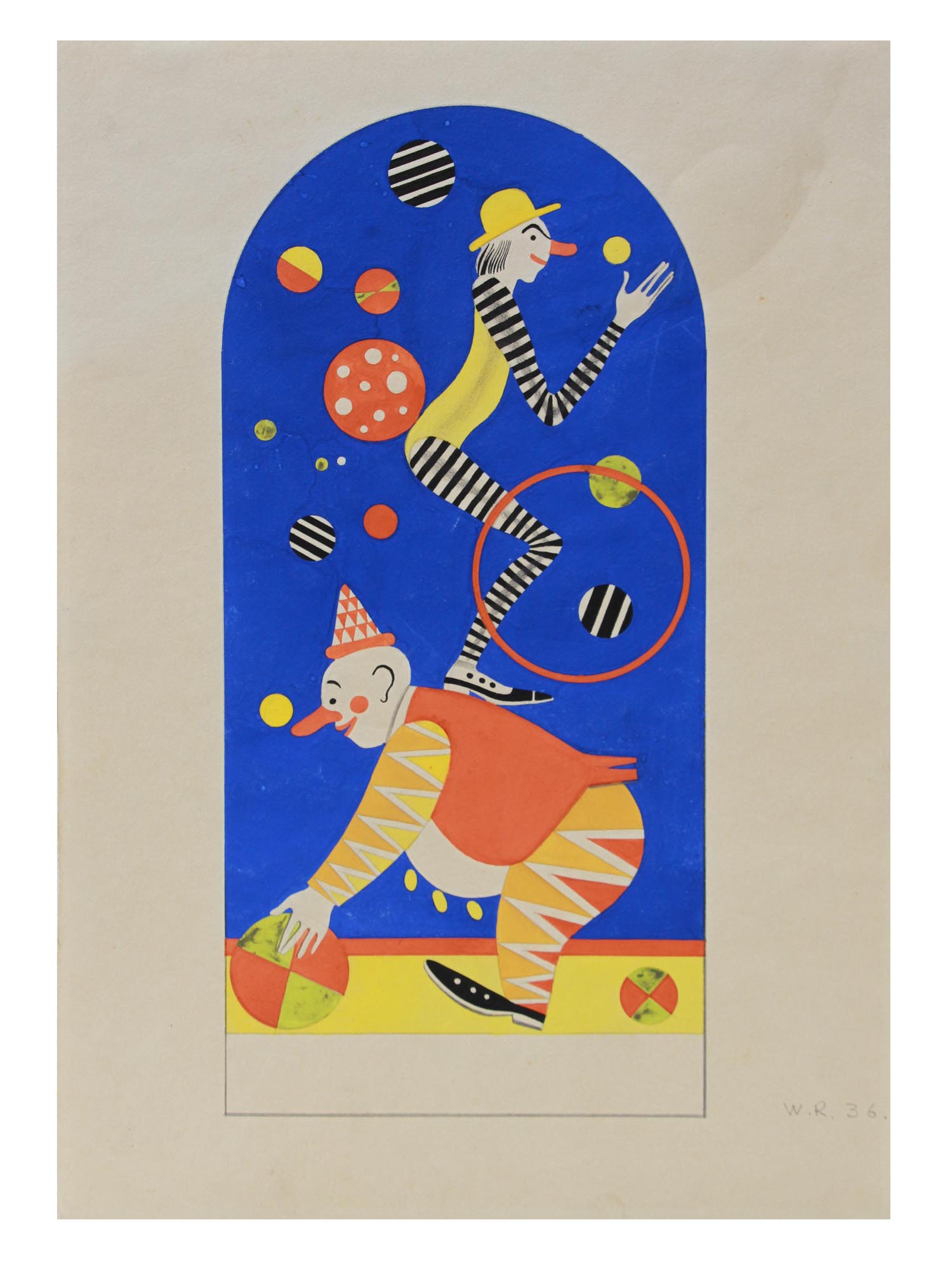 RUSSIAN GOUACHE PAINTING CIRCUS BY VADIM RYNDIN