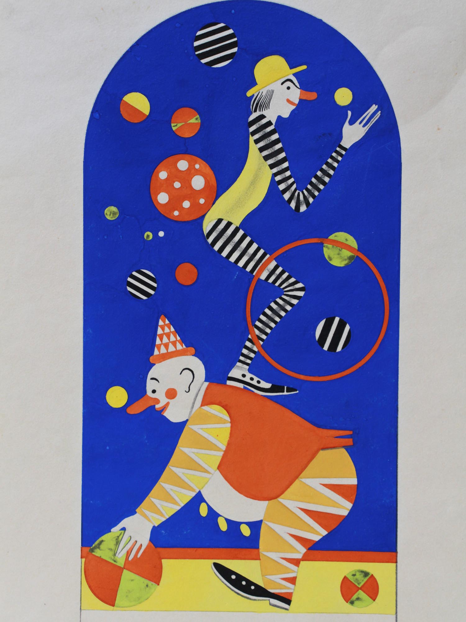 RUSSIAN GOUACHE PAINTING CIRCUS BY VADIM RYNDIN PIC-1