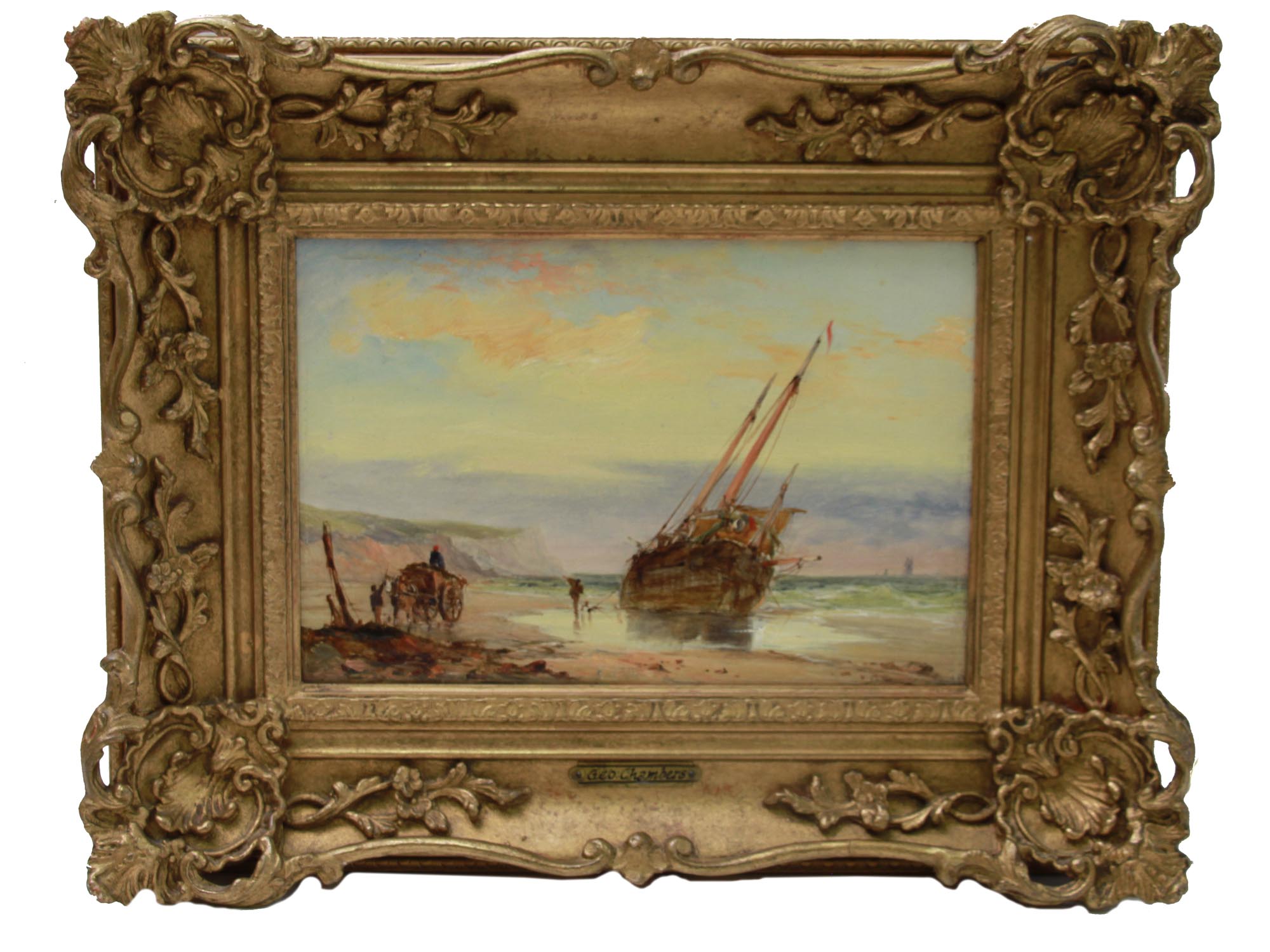 BRITISH OIL ON BOARD PAINTING BY GEORGE CHAMBERS PIC-0