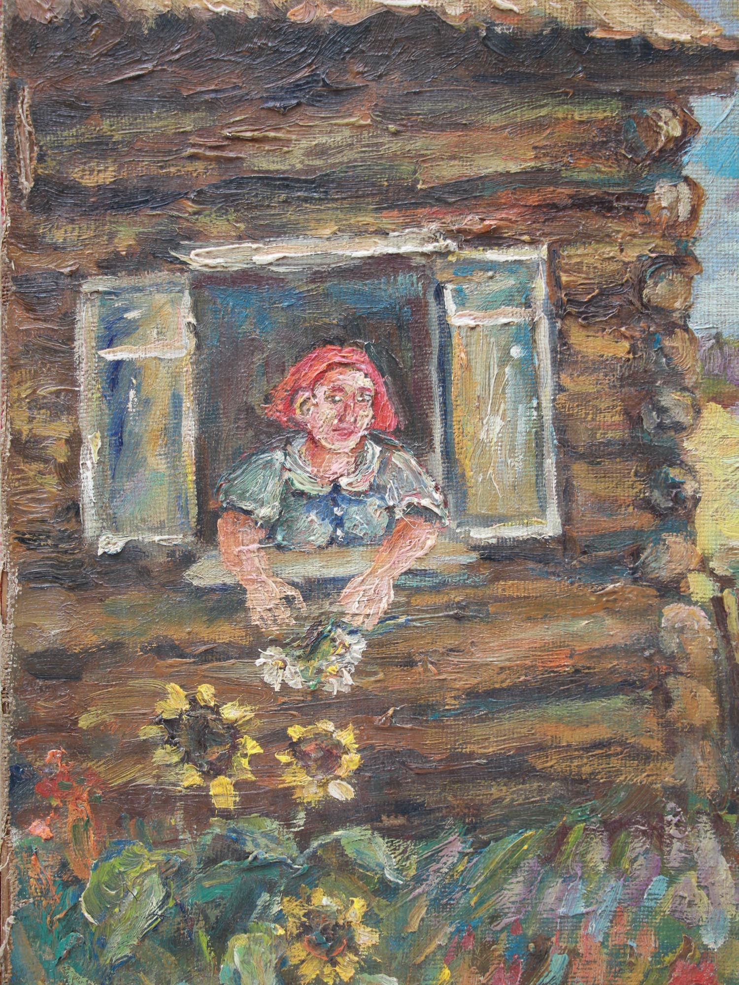 RUSSIAN OIL PAINTING PEASANT BY DAVID BURLIUK PIC-4