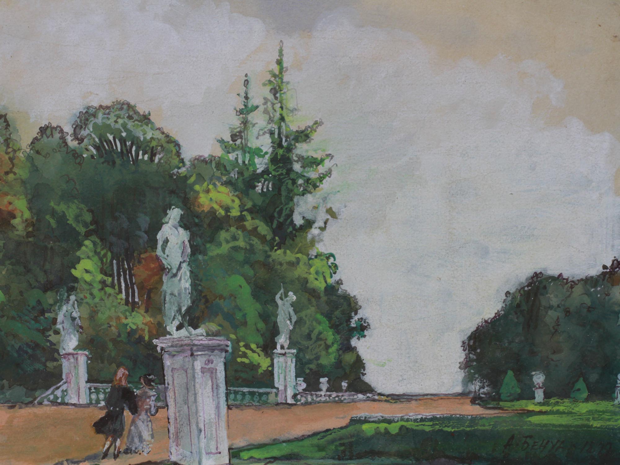 A RUSSIAN WATERCOLOR PAINTING BY ALEXANDRE BENOIS PIC-1