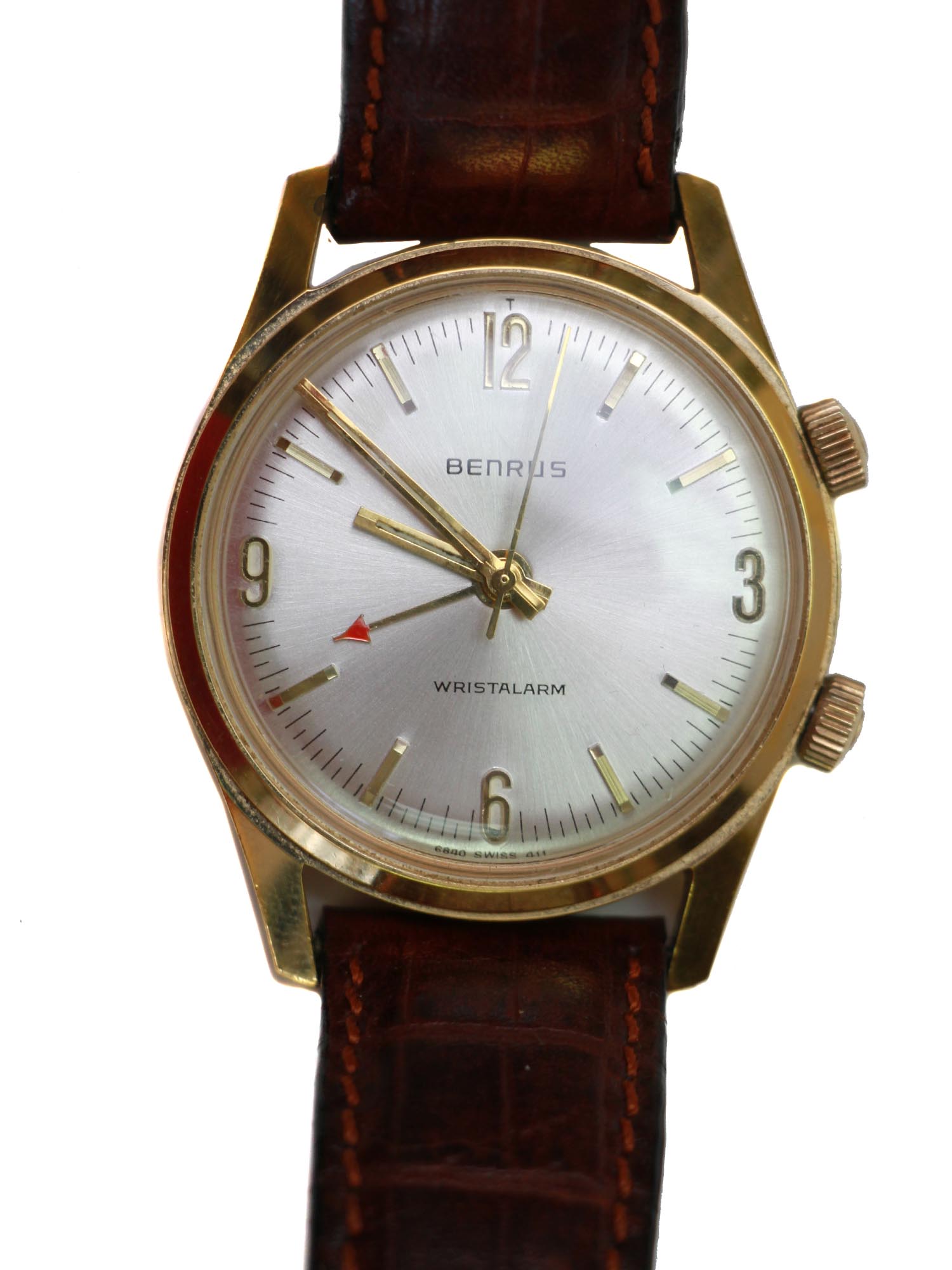 A VINTAGE BENRUS WR 14K GOLD ELECTROPLATE WATCH PIC-2