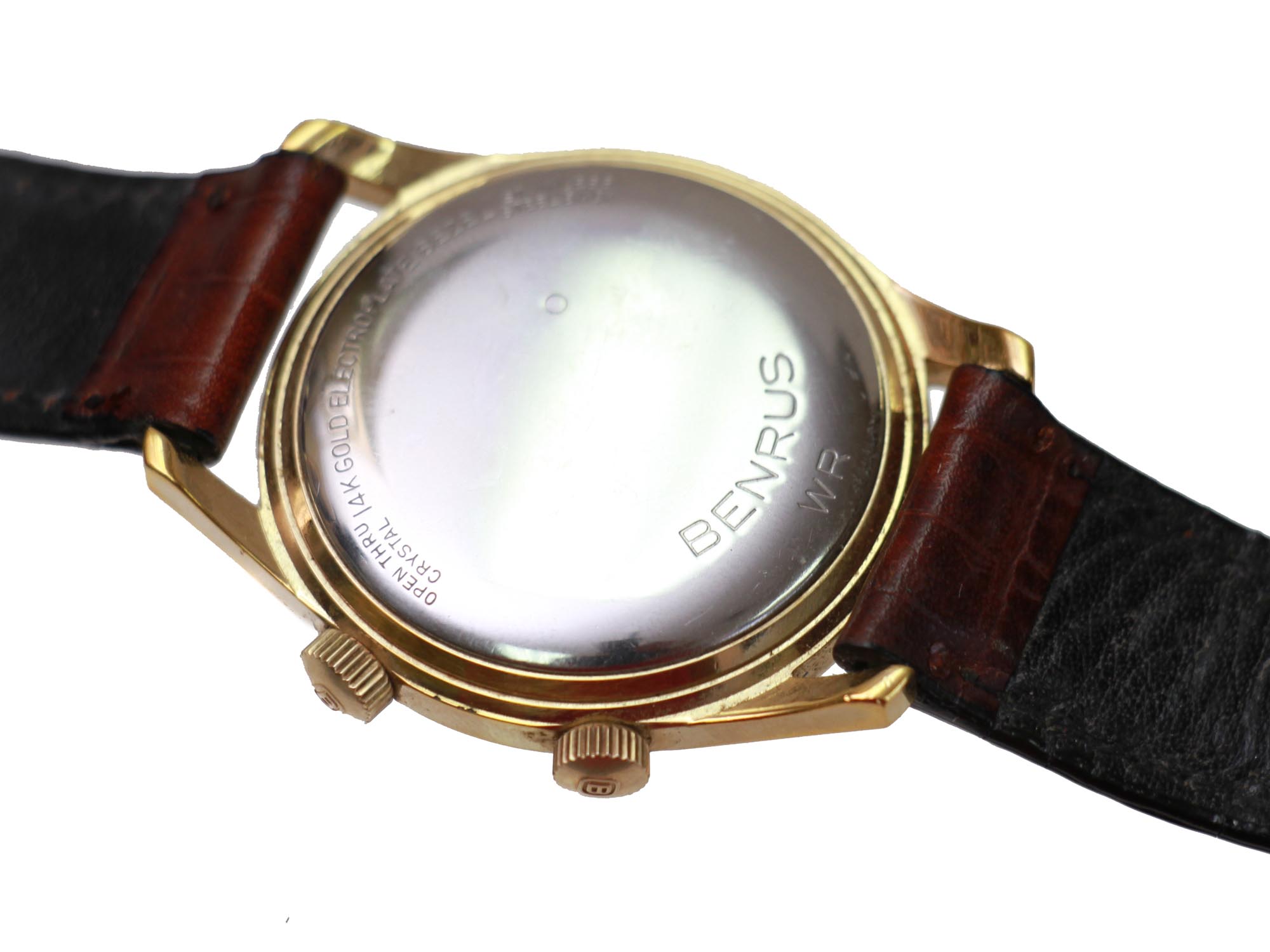 A VINTAGE BENRUS WR 14K GOLD ELECTROPLATE WATCH PIC-5