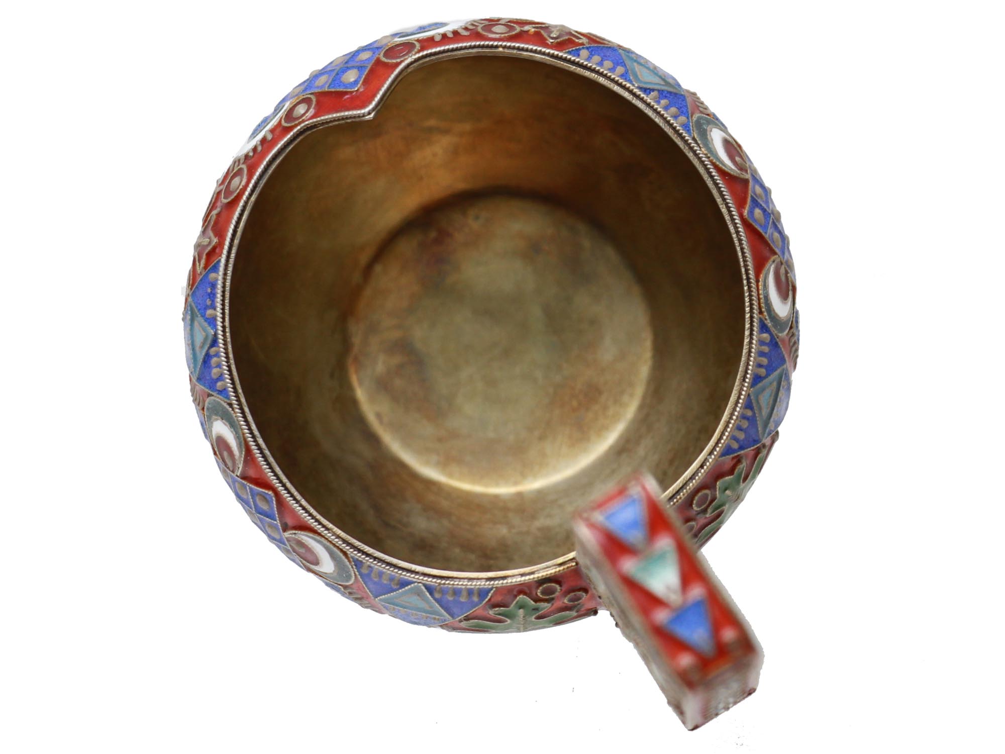 A RUSSIAN GILT SILVER AND ENAMELED KOVSH PIC-2