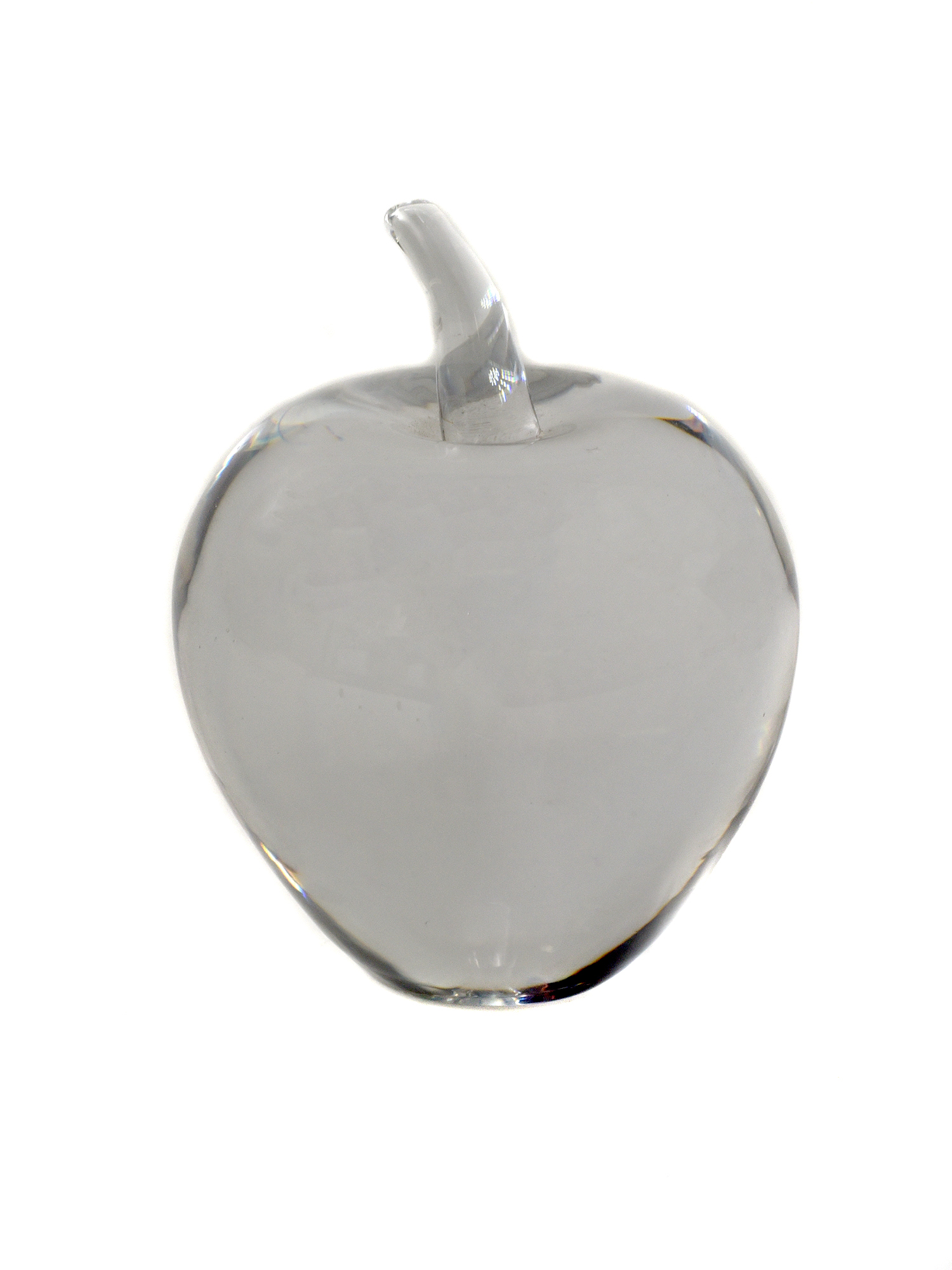 AN ANTIQUE CLEAR GLASS APPLE PAPERWEIGHT PIC-0