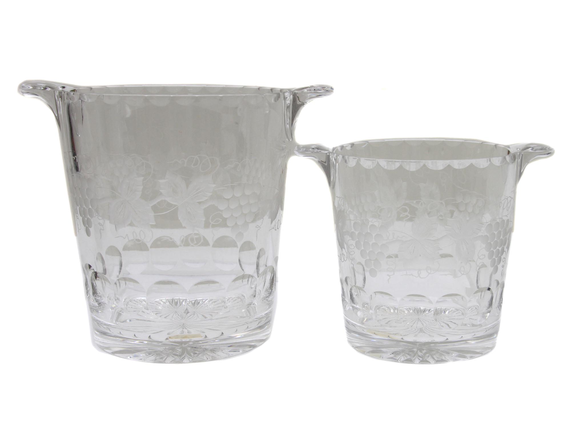 20TH PAIR OF CUT AND ENGRAVED GLASS WINE COOLERS PIC-0