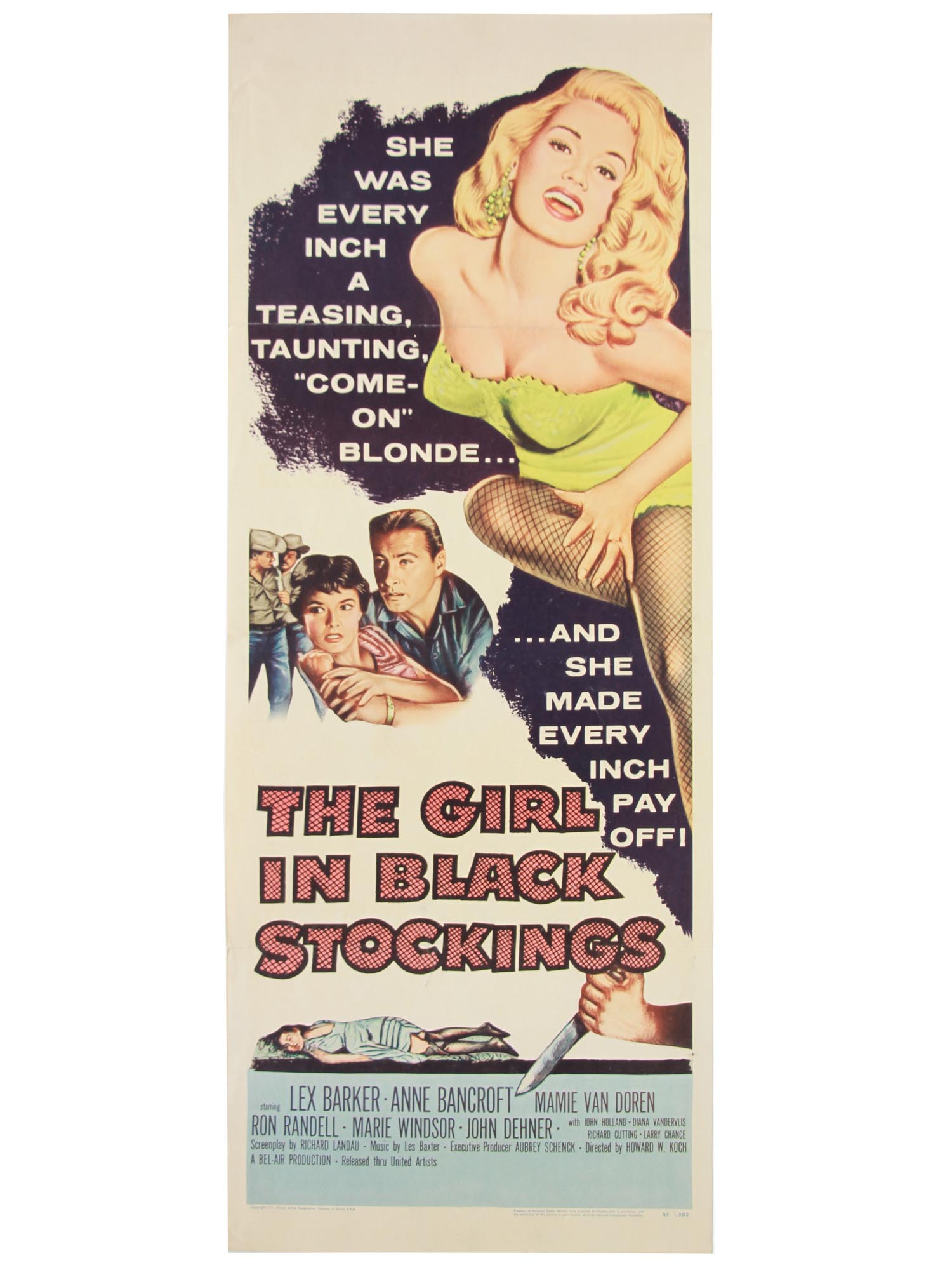 VINTAGE THE GIRL IN BLACK STOCKINGS MOVIE POSTER PIC-0