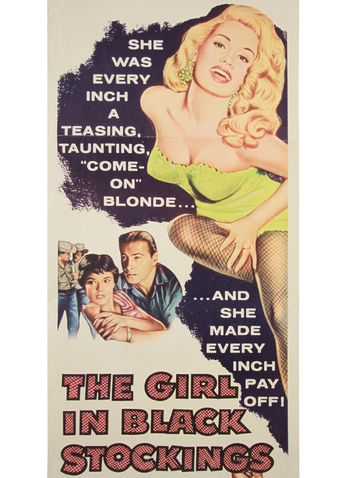 VINTAGE THE GIRL IN BLACK STOCKINGS MOVIE POSTER PIC-1