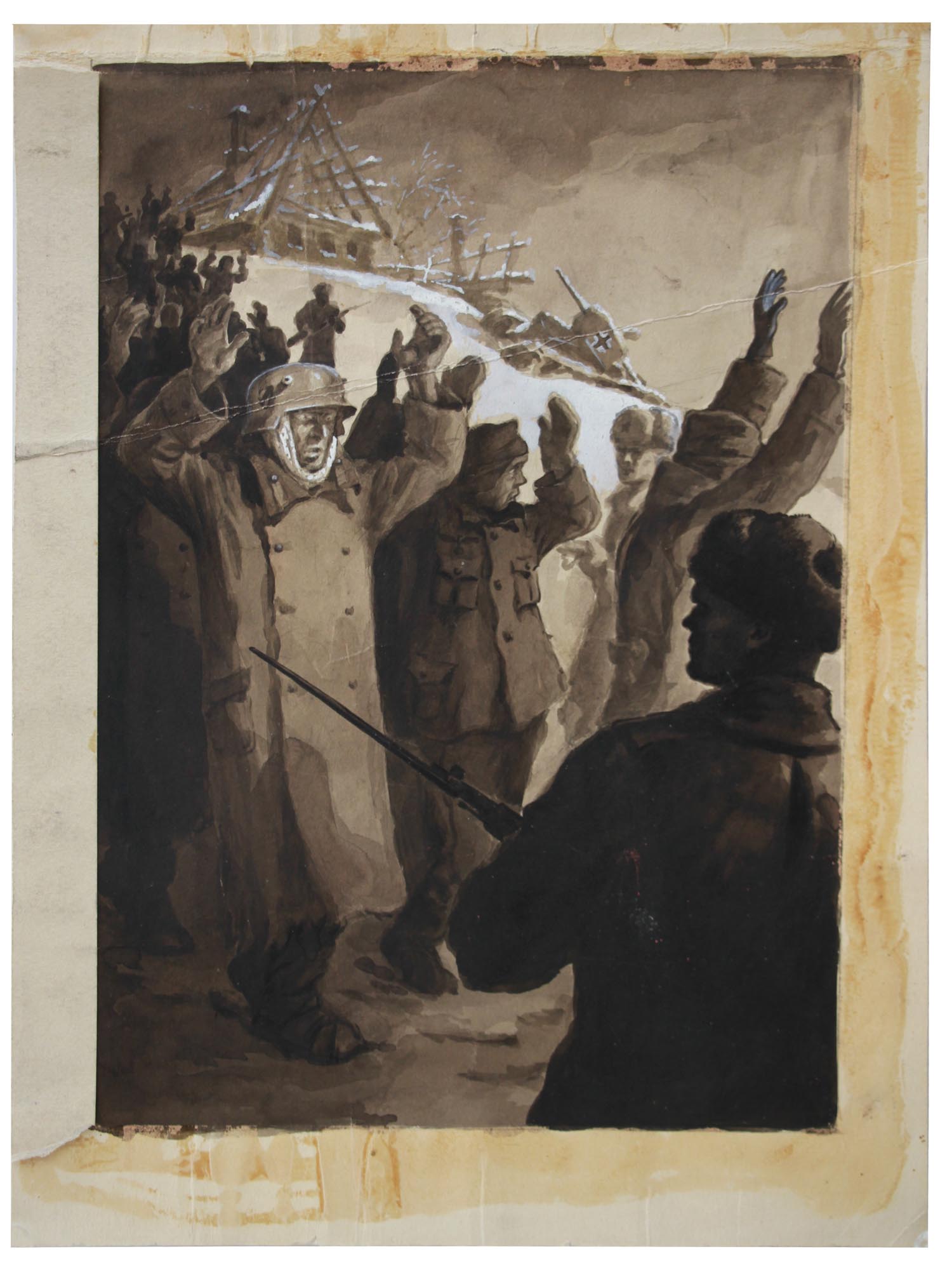 A E. MALOLETKOV SOVIET WWII ILLUSTRATION PAINTING PIC-0