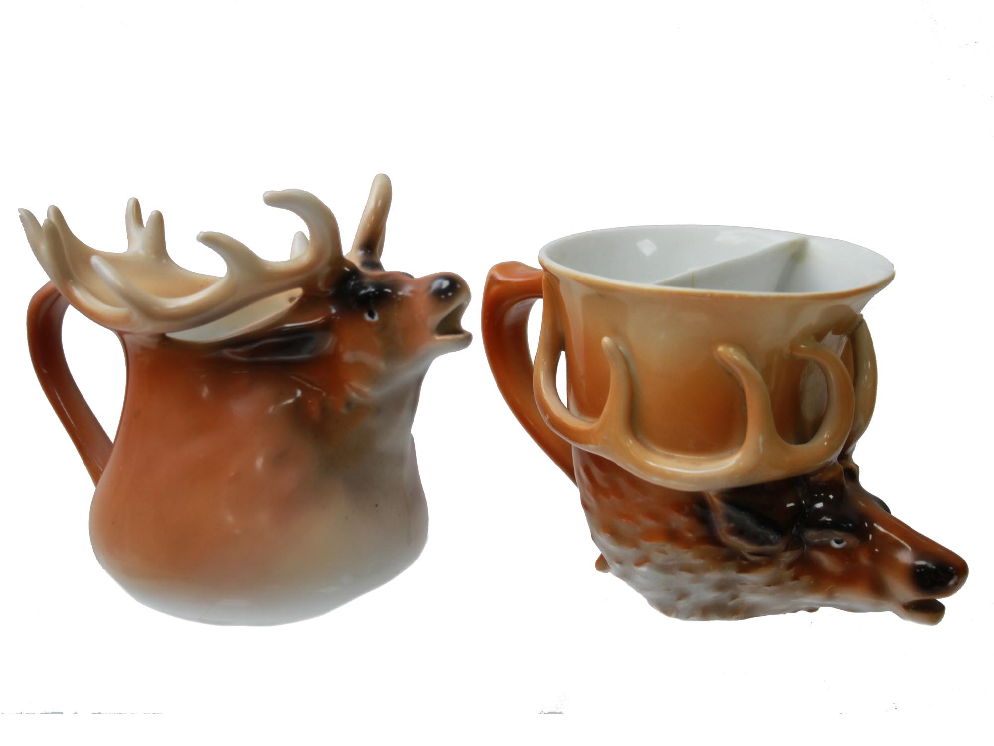 A SET OF ROYAL BAYREUTH PORCELAIN ELK CREAMER MUG PIC-1