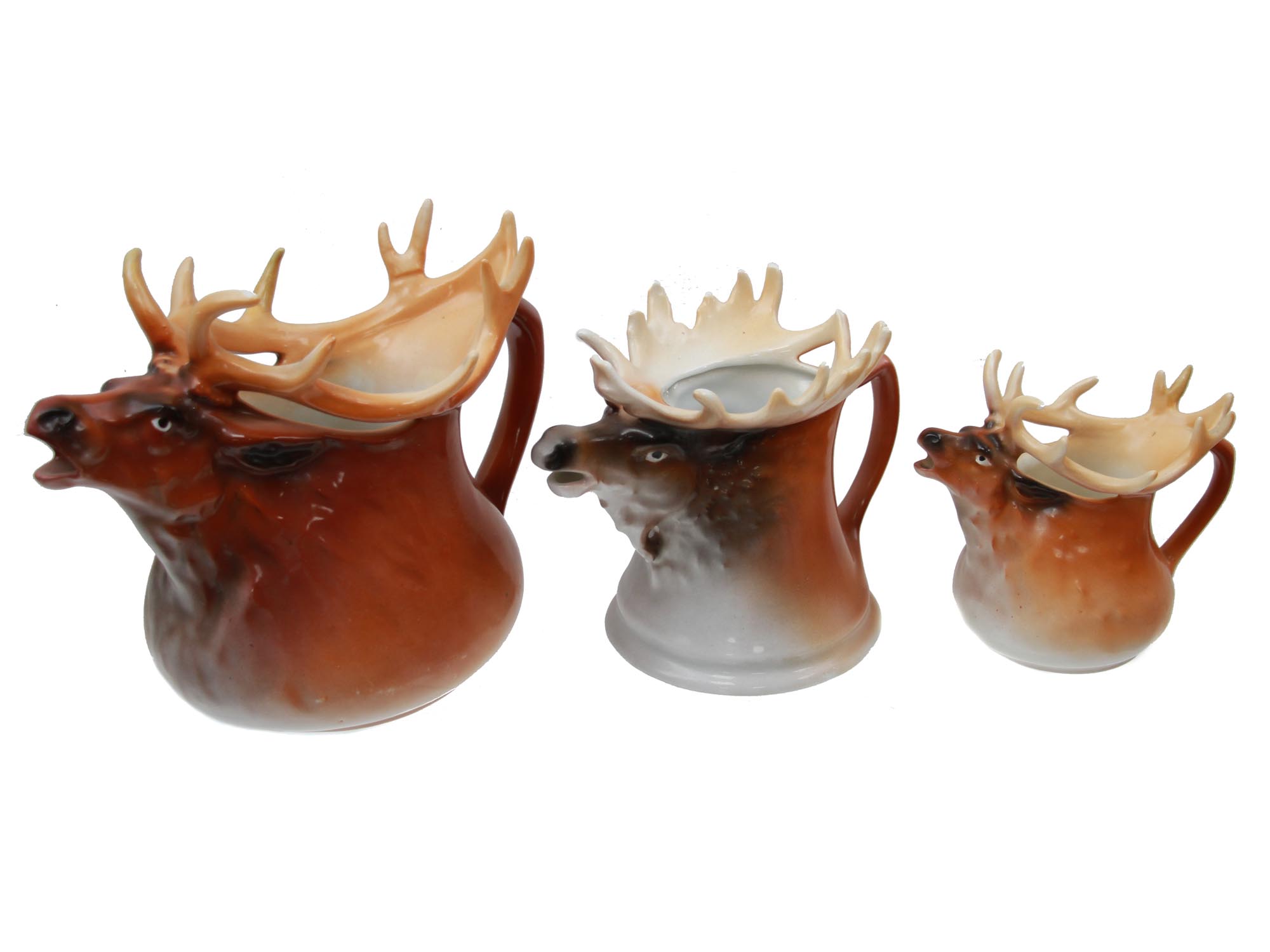 SET OF THREE ROYAL BAYREUTH PORCELAIN ELK PIECES PIC-0