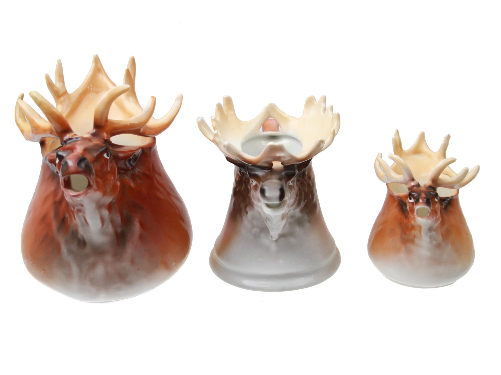 SET OF THREE ROYAL BAYREUTH PORCELAIN ELK PIECES PIC-1