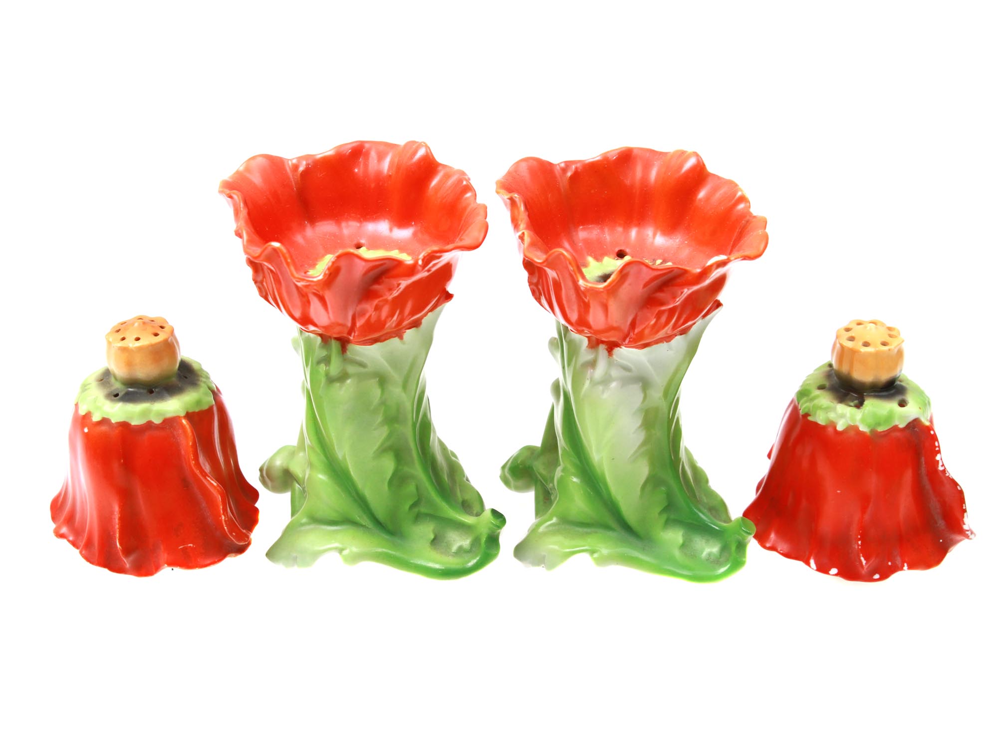 ROYAL BAYREUTH PORCELAIN POPPY SET OF PIN HOLDERS PIC-0