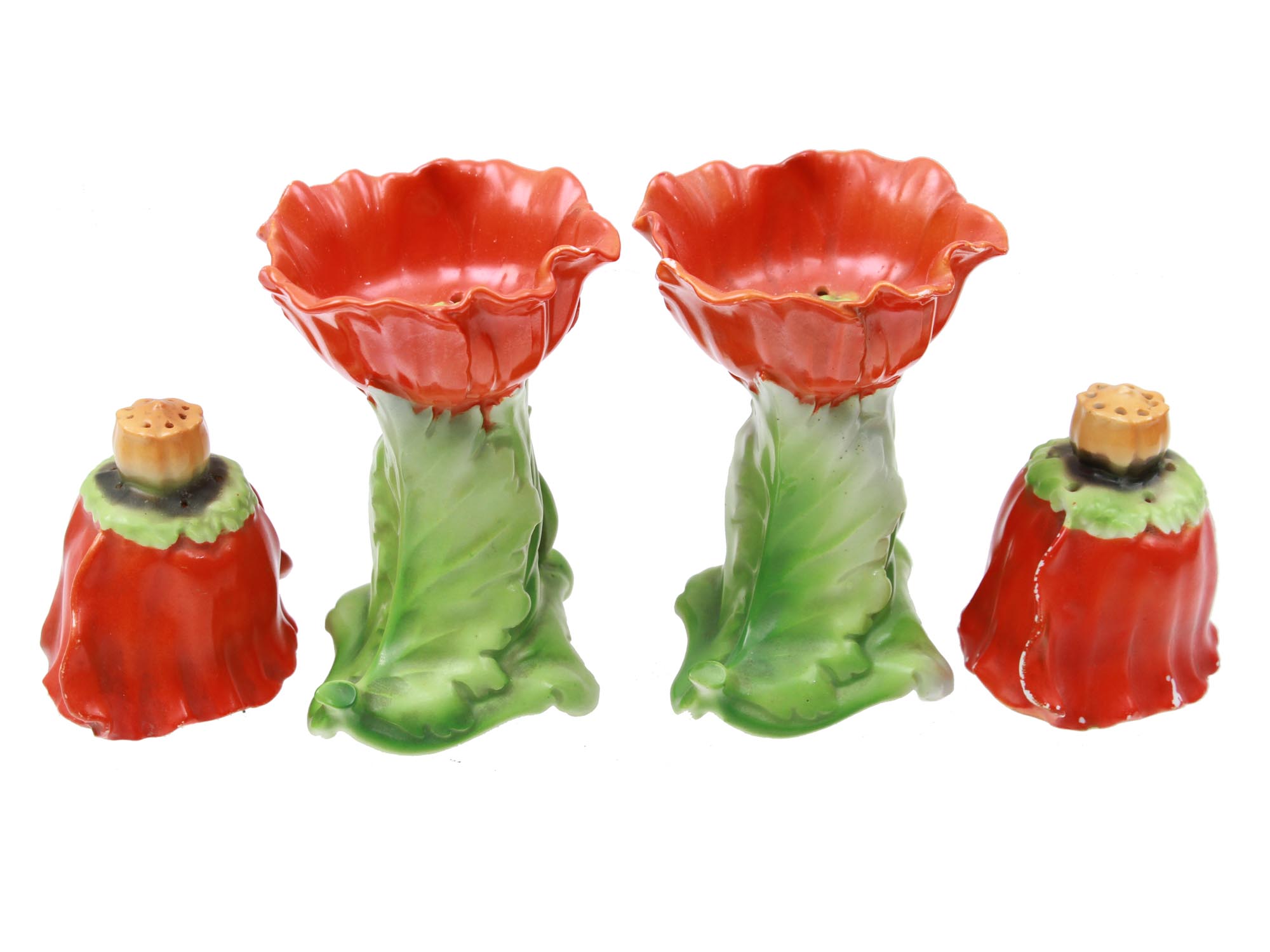 ROYAL BAYREUTH PORCELAIN POPPY SET OF PIN HOLDERS PIC-1