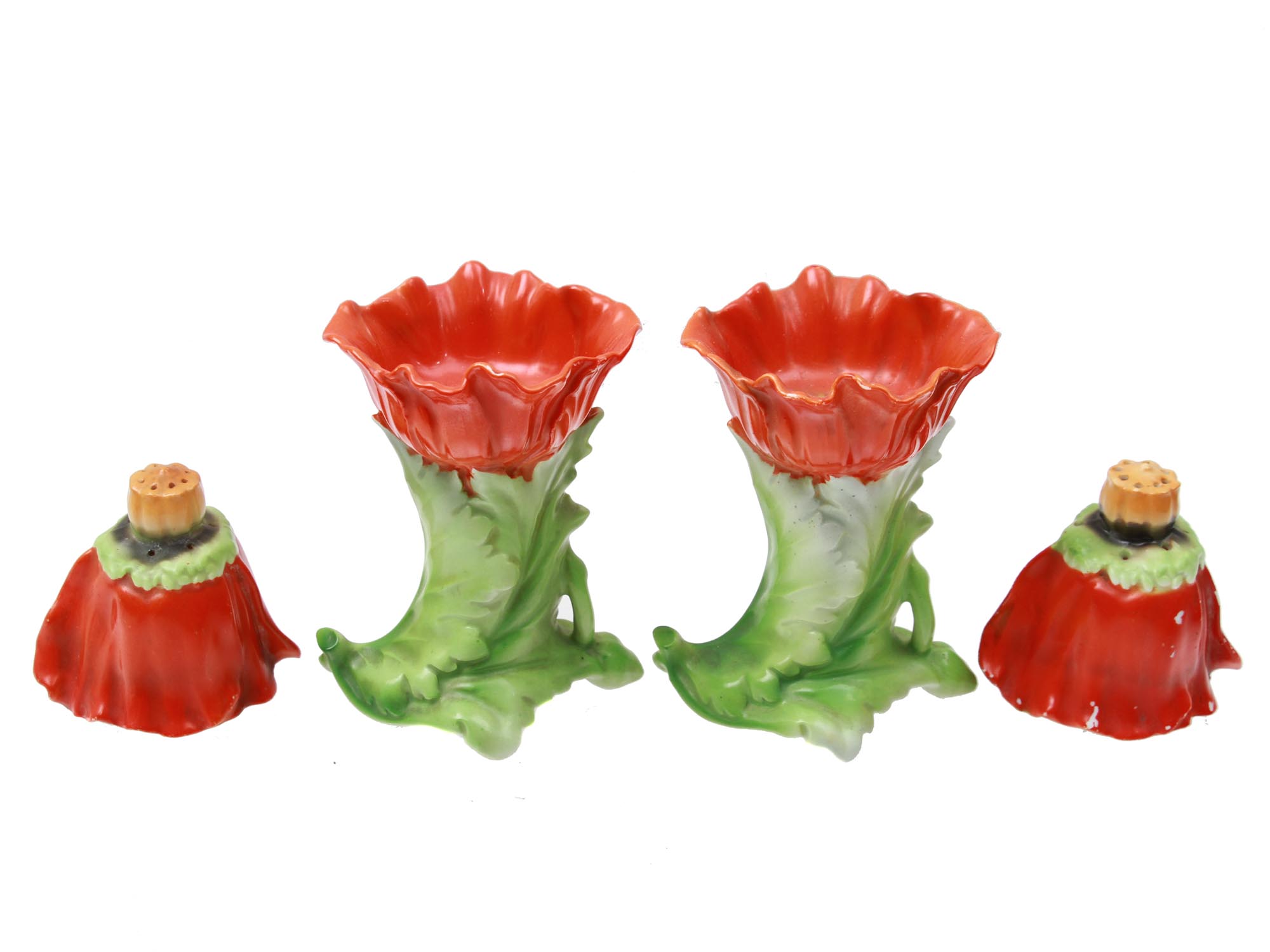 ROYAL BAYREUTH PORCELAIN POPPY SET OF PIN HOLDERS PIC-2