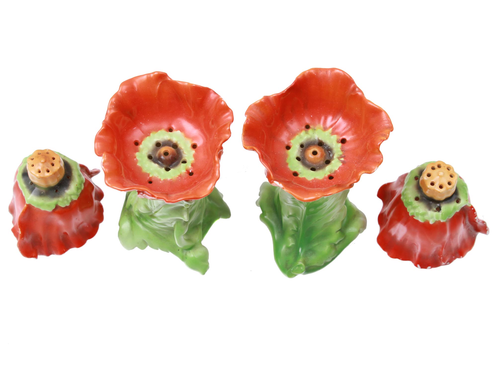 ROYAL BAYREUTH PORCELAIN POPPY SET OF PIN HOLDERS PIC-3