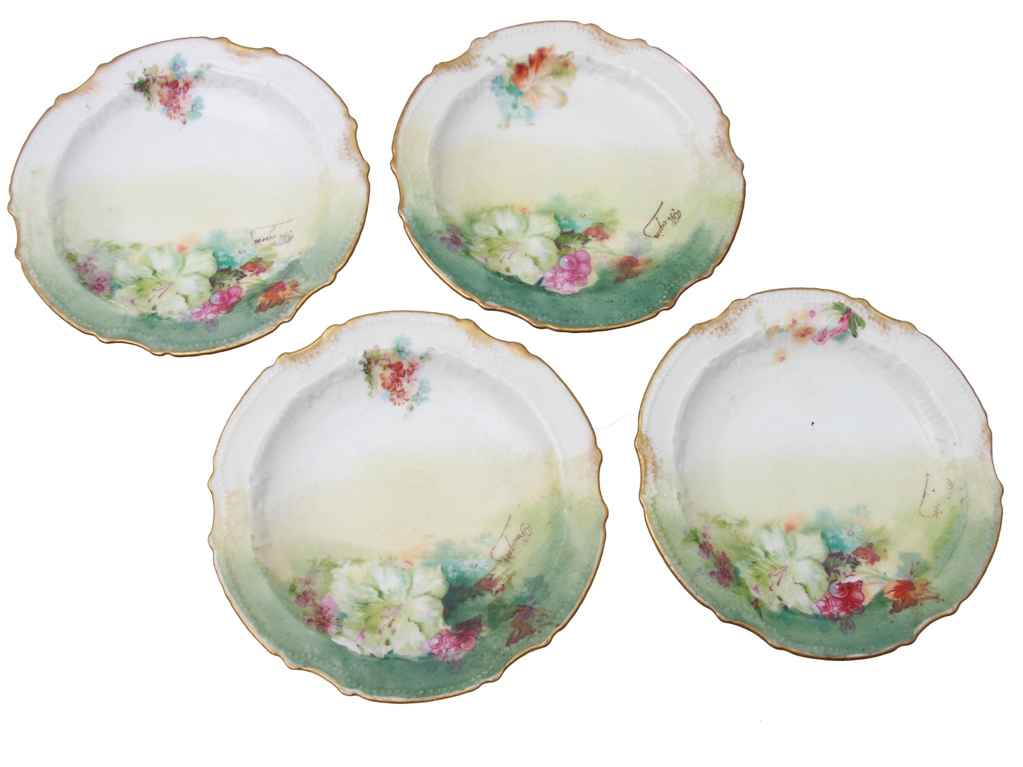 A FRENCH LIMOGES PORCELAIN FLORAL CHOCOLATE SET PIC-6