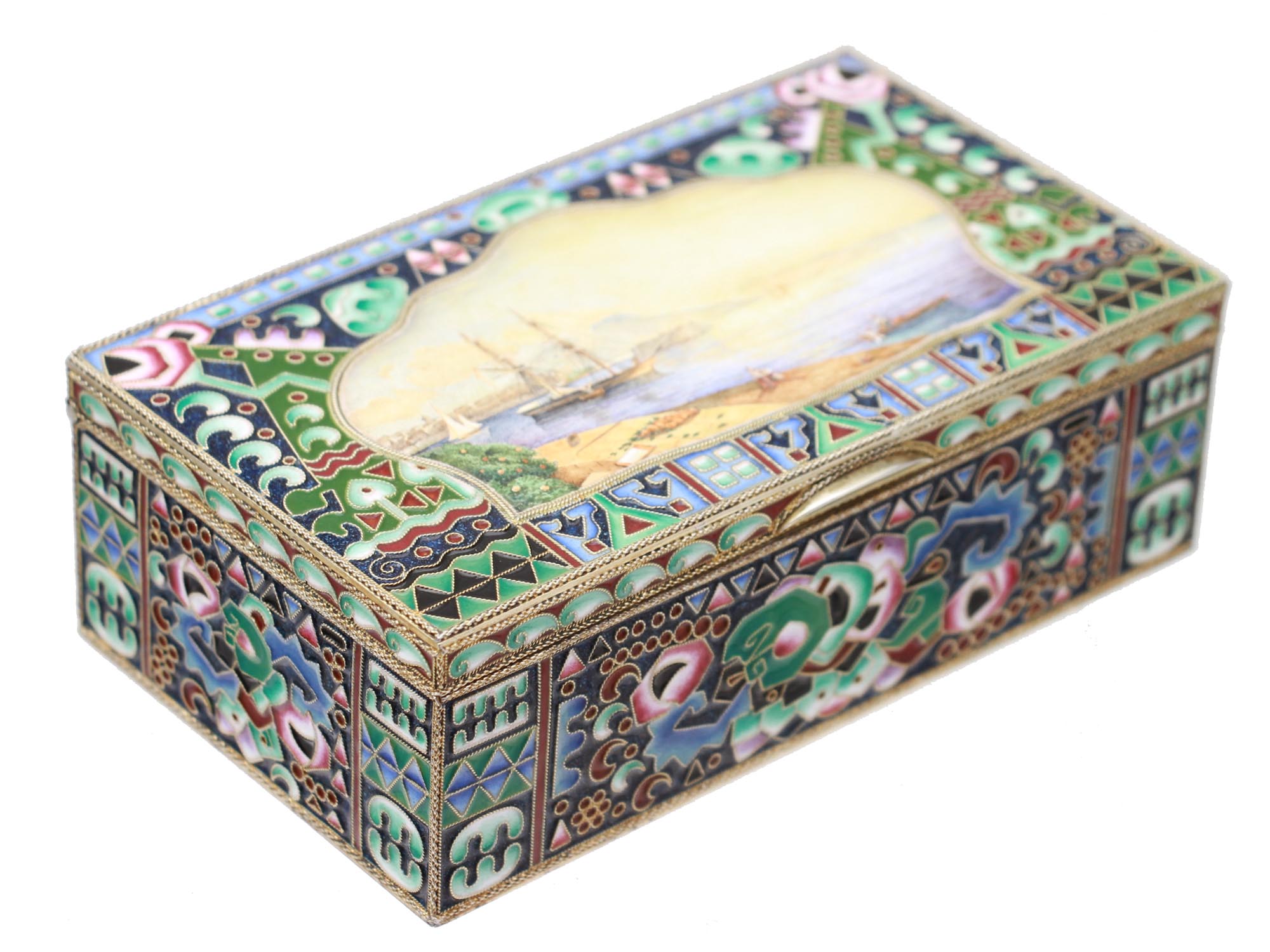 A LARGE RUSSIAN SILVER AND ENAMEL CASKET BOX PIC-0